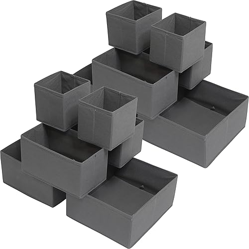 Miniatura 3 de Simple Houseware Caja de almacenamiento plegable de tela para armario, aparador, cajón y organizador de cestas para ropa interior, sostenes, gris