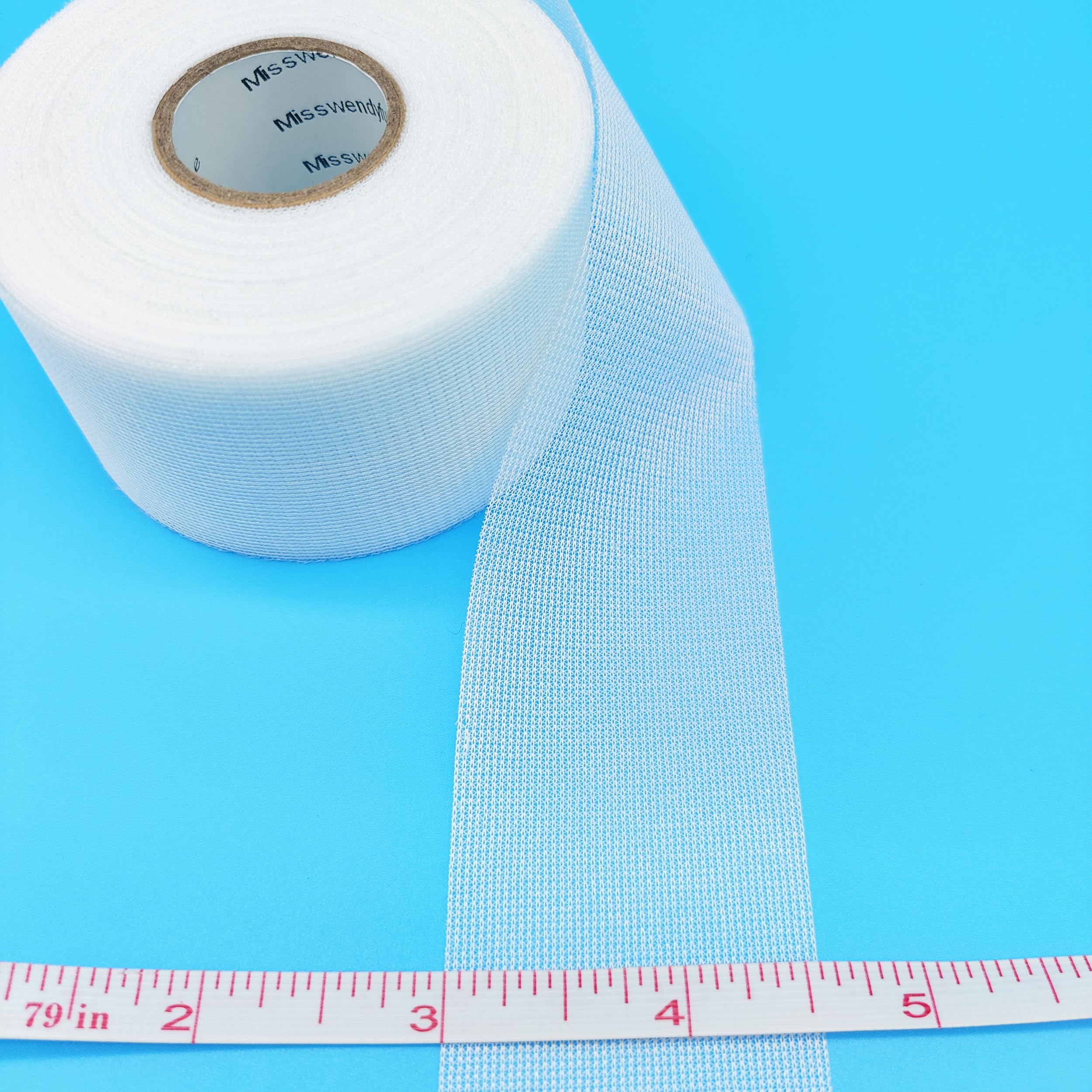 Misswendyfuse Fusible Batting Seam Tape for Quilt Sewing, Single-Side Adhesive Warp-Knitted Stretchy Fabric,White?2 Rolls,1.57