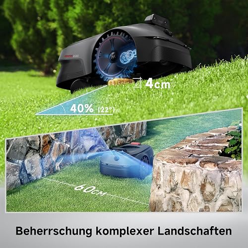 MOVA ViAX 500 Robot Tondeuse sans Fil périphérique, Recommandé 600 m², Cartographie à Assistance IA, LiDAR 360° + IA Double Vision, évitement d’Obstacles, trajectoire U, Coupe des Bords, Contrôle App - 5