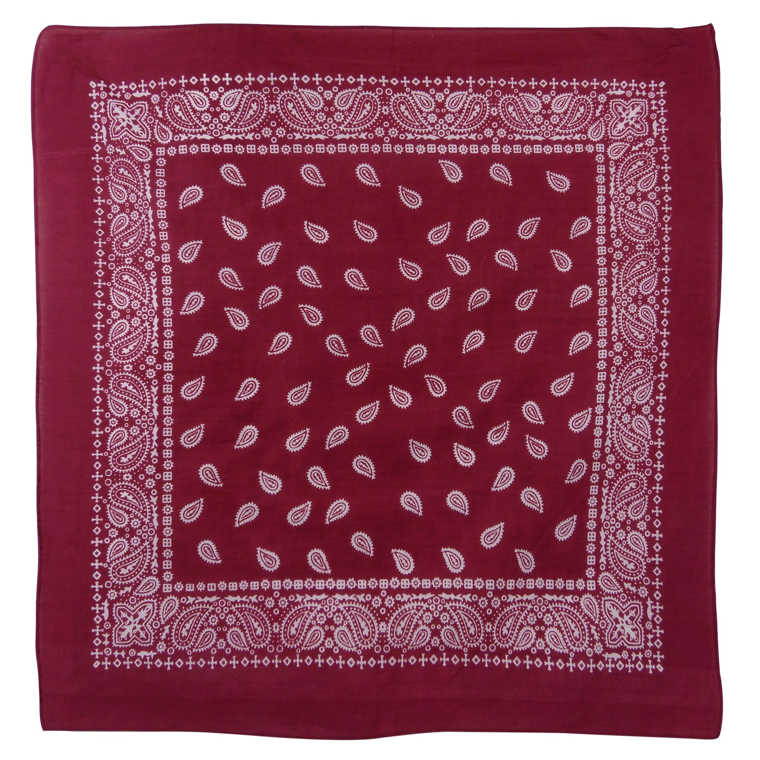 RED X 100% Cotton XL Paisley Bandana (25"x 25") Lightweight