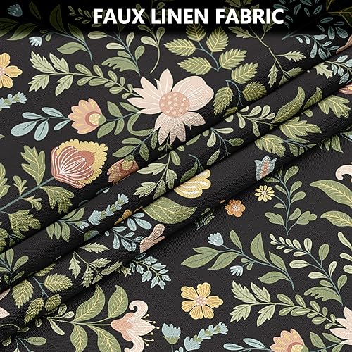 Vista 17 de Tititex Cortina de ducha de lino sintético de 4.94 oz/m², diseño floral azul con hojas doradas con flores, decoración de baño, juego de cortinas