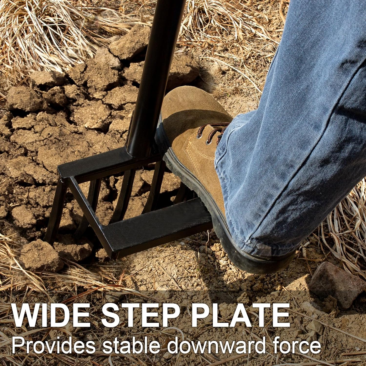 VNIMTI Heavy Duty Pitch Fork, 45-Inch Garden Fork with Strong Steel Tines, Long Handle Pitchfork for Gardening