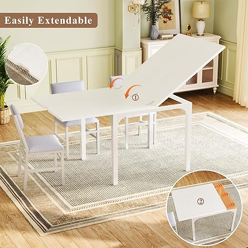 Miniatura 2 de Conjunto de mesa de comedor de 7 piezas para 4-6, juego de sillas con cojín para cocina extensible de 6 con 6 sillas, mesa de comedor rectangular