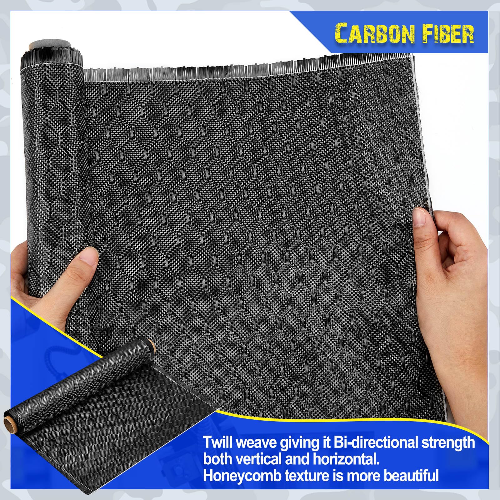VitalCozy Rouleau de tissu en fibre de carbone 3 m x 30,5 cm en fibre de carbone sergé 3 K/220 g pour renforcement structurel de voiture, béton, mur, bateau, réparation projet de bricolage