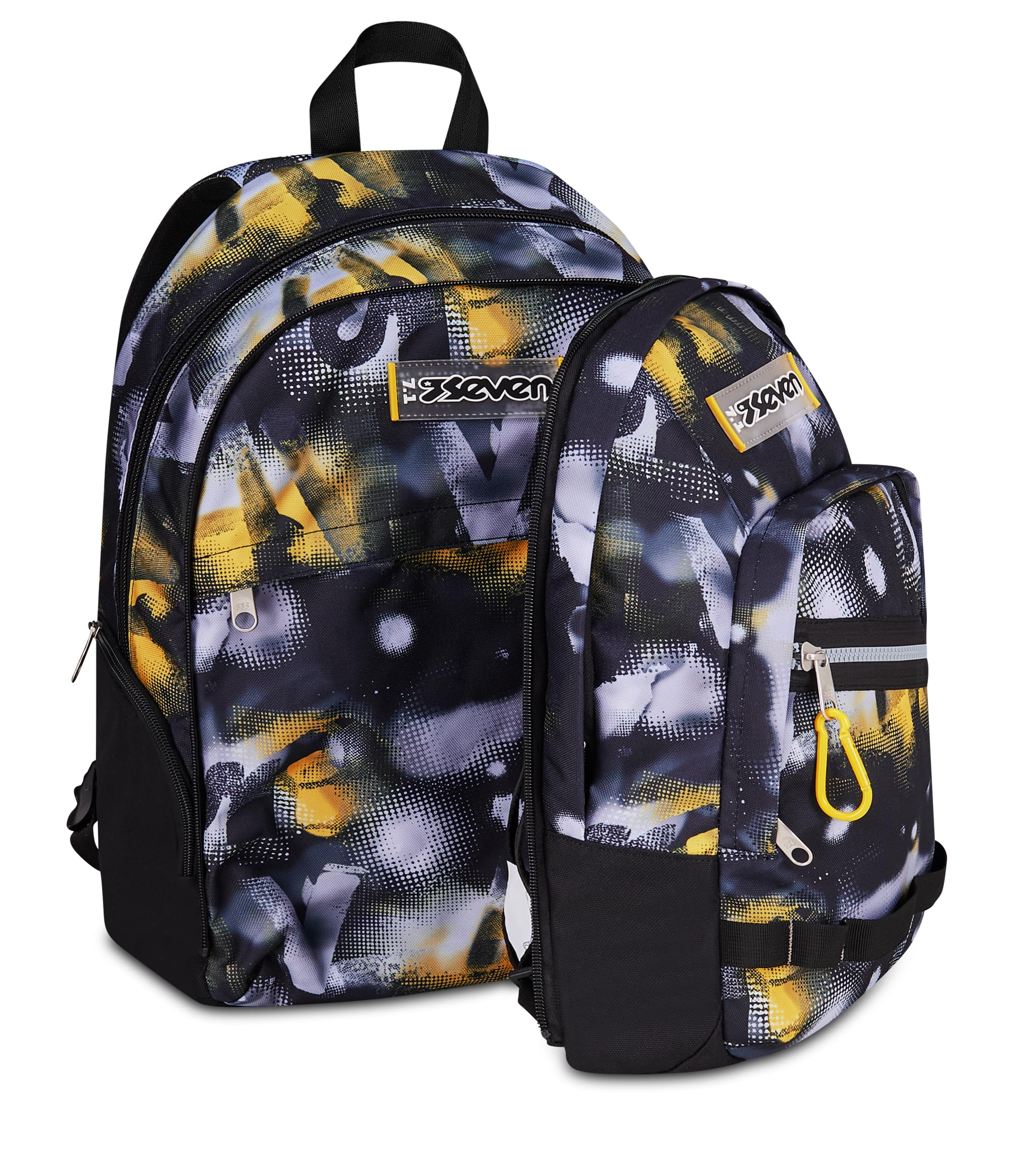 Seven Zaino Scuola Dual Detach GOLDEN PAINT, Grigio, 32 L, Doppio Scomparto, Tasche multifunzione, Zaino Staccabile, Tasca con organizer, Scomparto porta pc, Scuola media e superiore, Bambino, Ragazzo