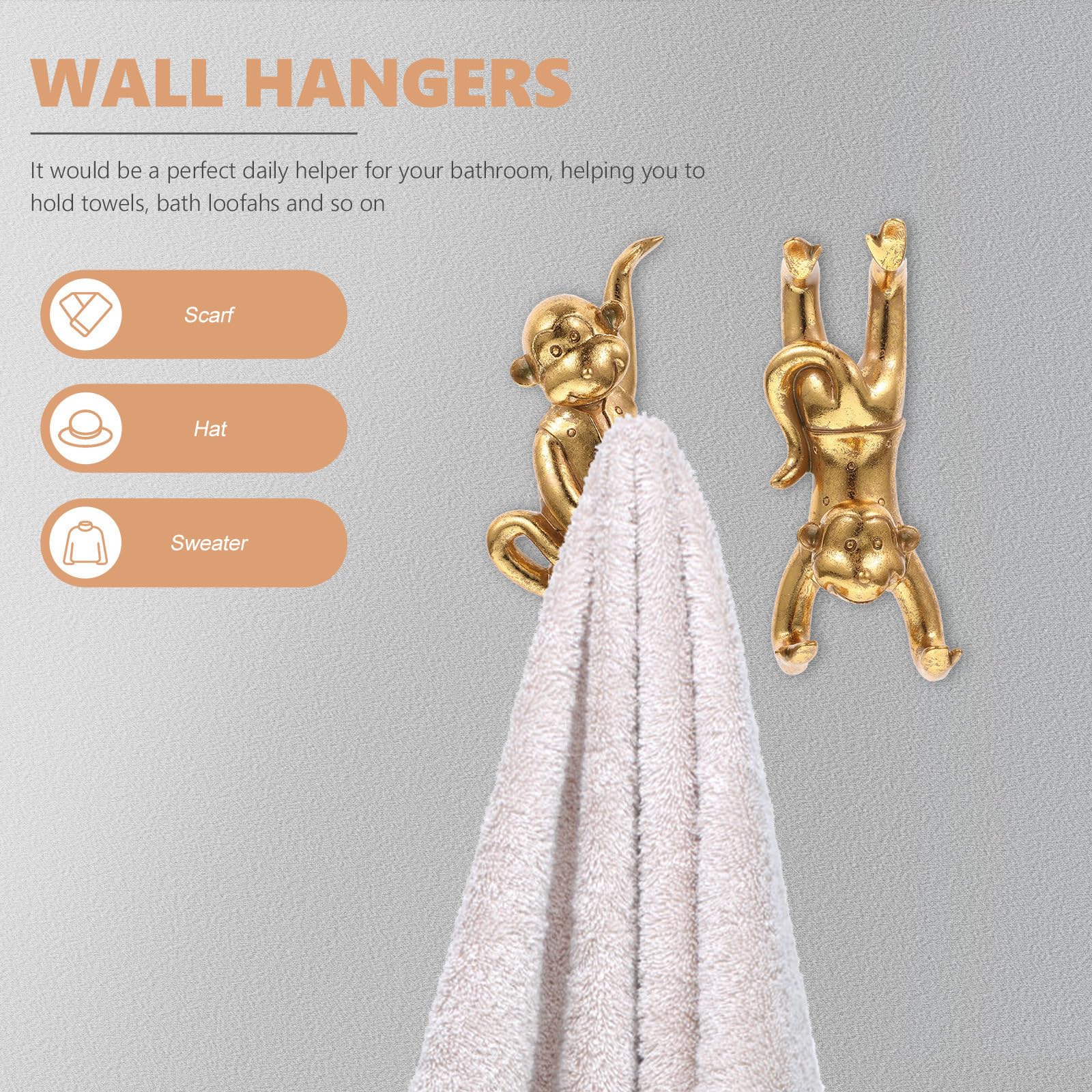 Toddmomy Ganchos Adhesivos Decorativos de Resina en Forma de Animales Dorados para Cocina y Sala, Diseño Creativo 3d Resistentes y Fáciles de Colocar