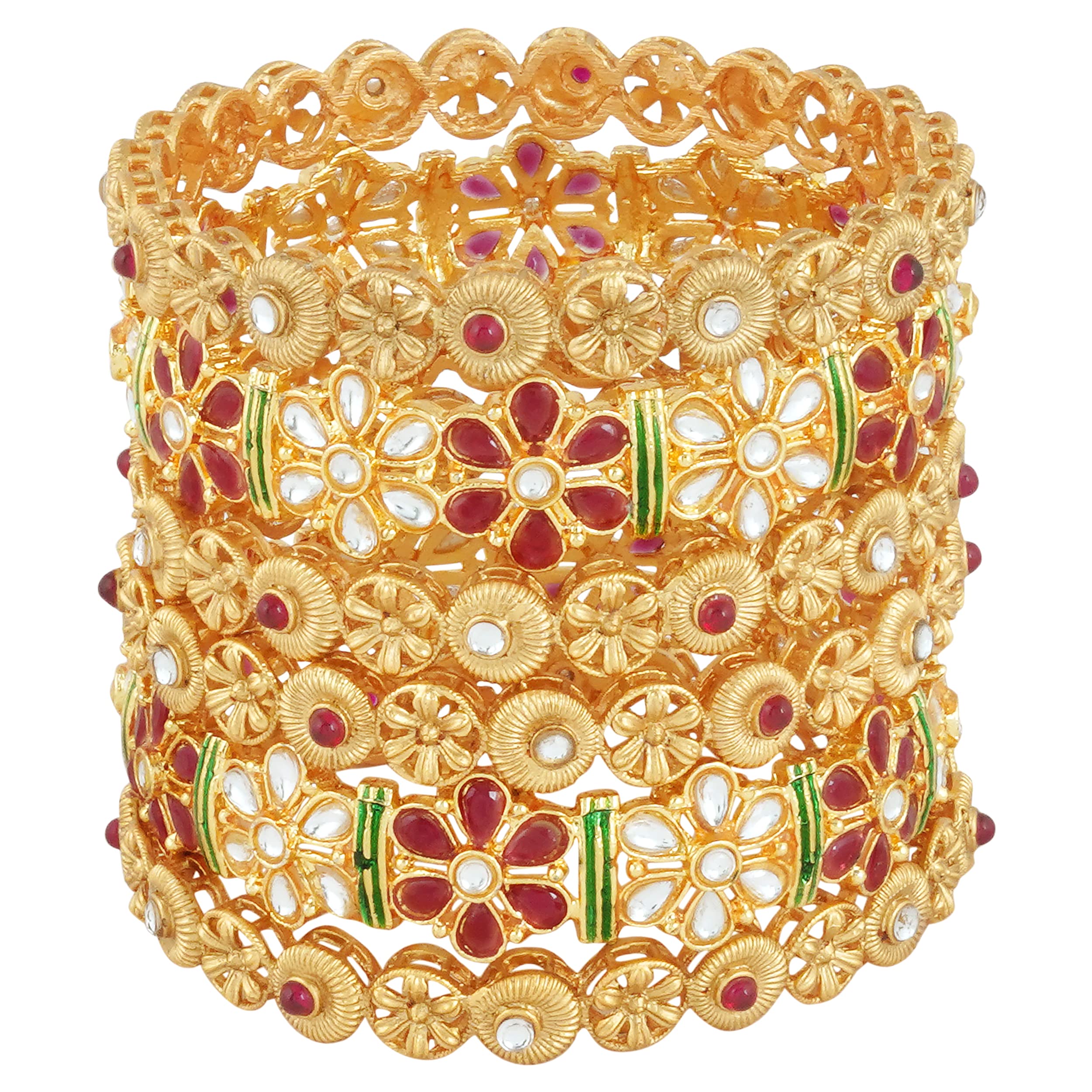 Mansiyaorange Set Of Six Red Green Polki Kundan Stone Multi Color Meena Gold Plated Bangles/Bangdi/Chudi/for Women(2. 6) (B0C6MN1W54) Amazon Price History, Amazon Price Tracker
