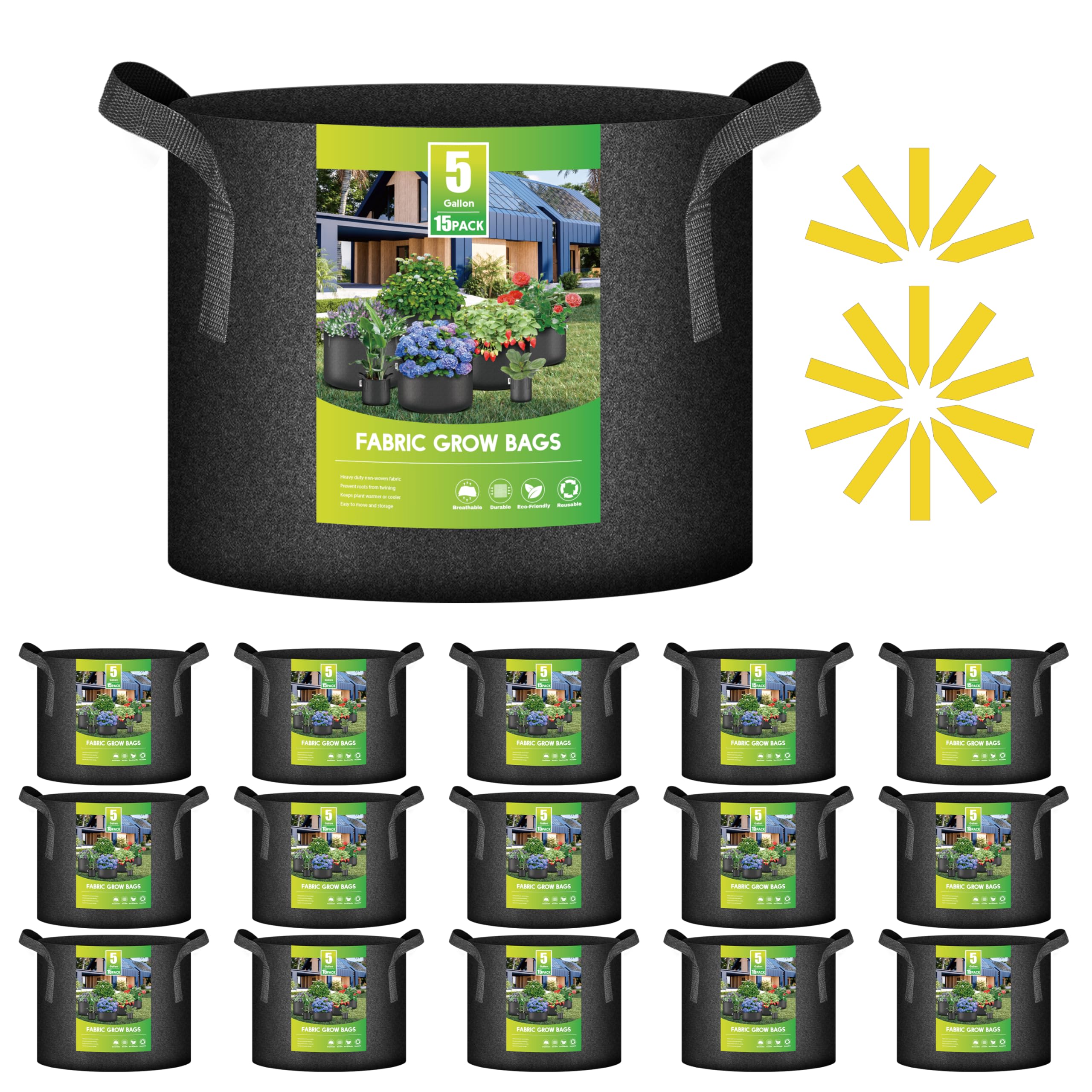 Conteneur d'aération pour plantation iPower en feutre noir 15 gallons pour potager et verger