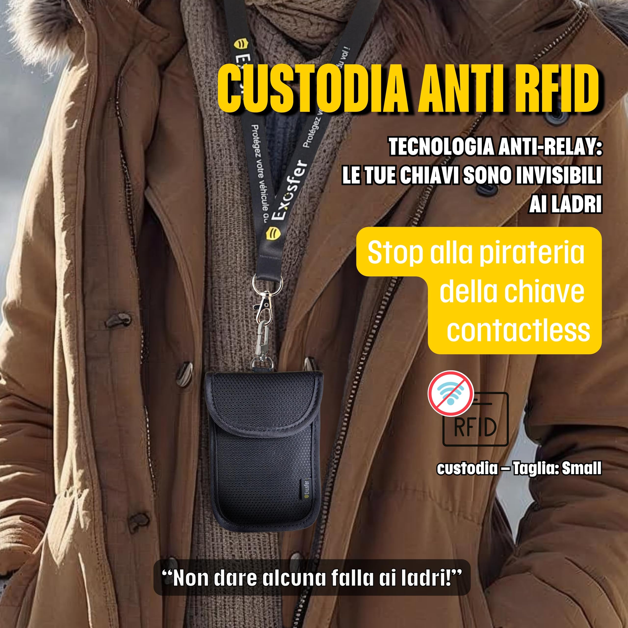 Custodia Schermata Chiave Keyless Ripstop Medium Gabbia Faraday Antifurto Auto Blocco Segnale RFID