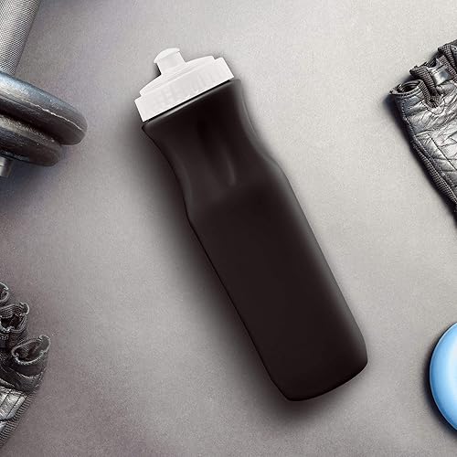 Miniatura 7 de DISCOUNT PROMOS Juego de 10 botellas de agua de plástico, 26 oz. - Tapa superior negra a presión - Negro