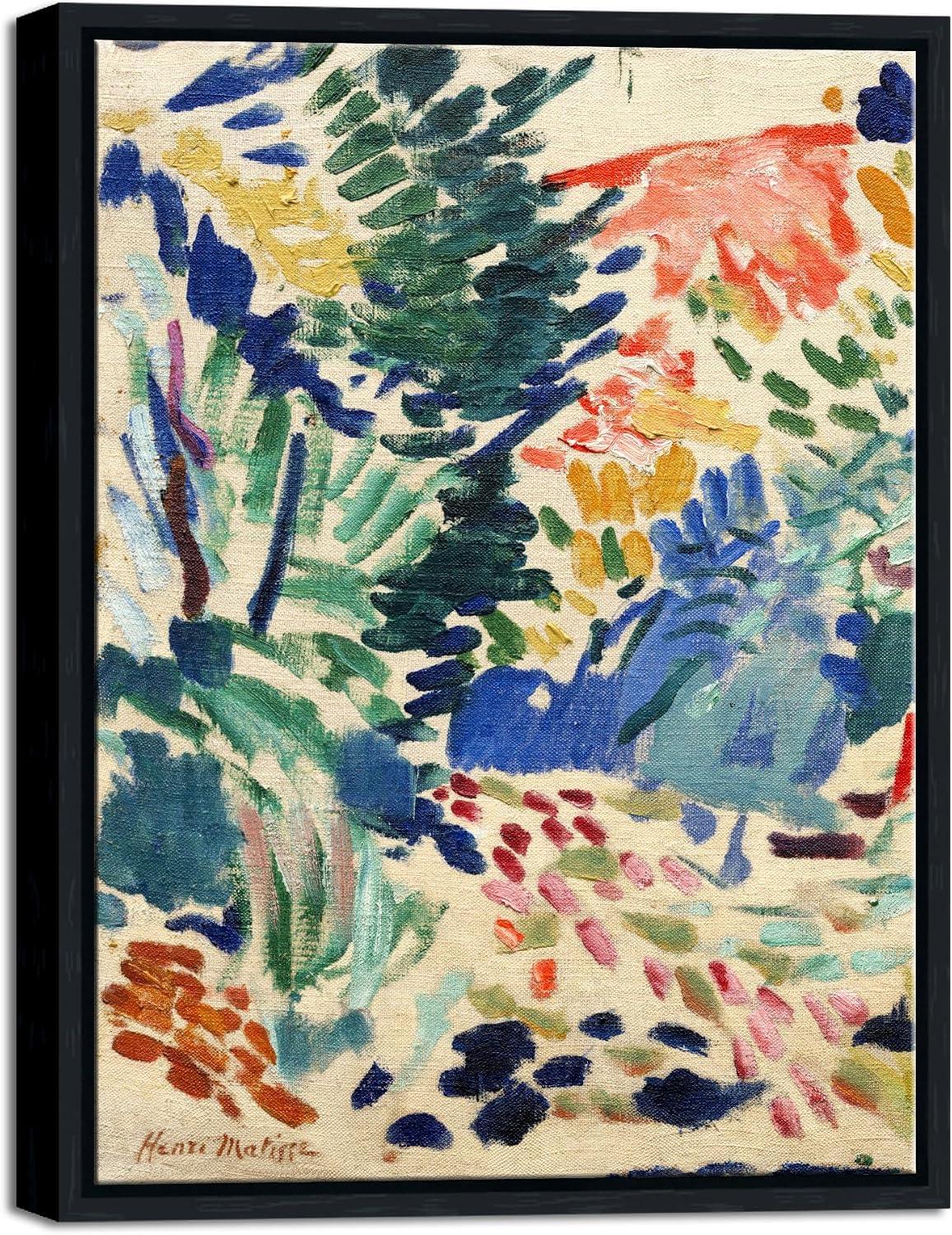 Wieco Art Framed Canvas Prints Wall Art Henri Matisse Aesthetic Posters Landscape at Collioure Art Exhibition Matisse Prints Posters for Living Room Home Decorations Black Frame