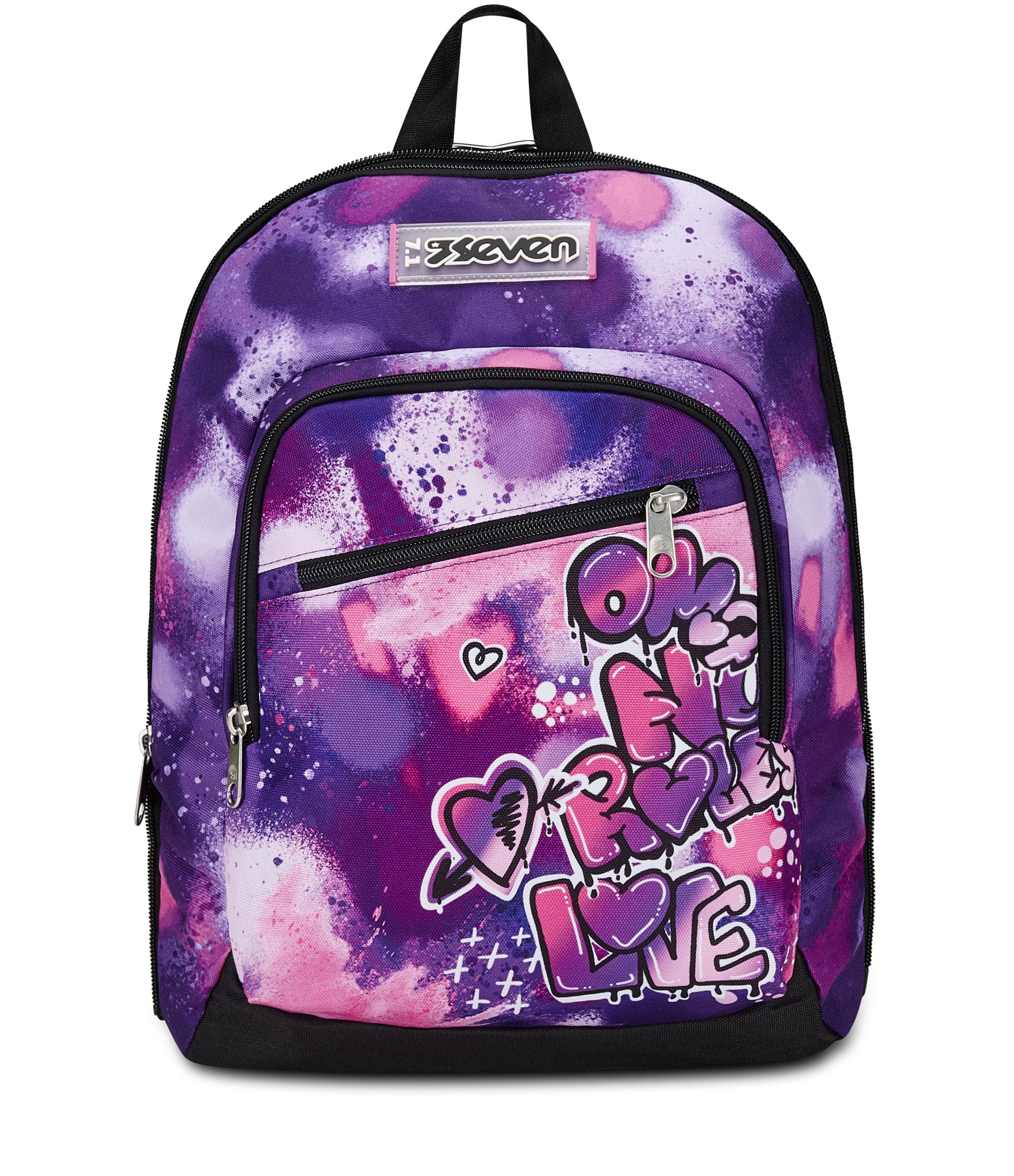 Seven Zaino Scuola Adavanced Detach, Viola, Bubble Street, Doppio Scomparto Con Tasca Staccabile Uso Zainetto, Tasca Porta PC, Tasca Porta Borraccia, Zaino Medie e Superiori, Bambina Ragazza