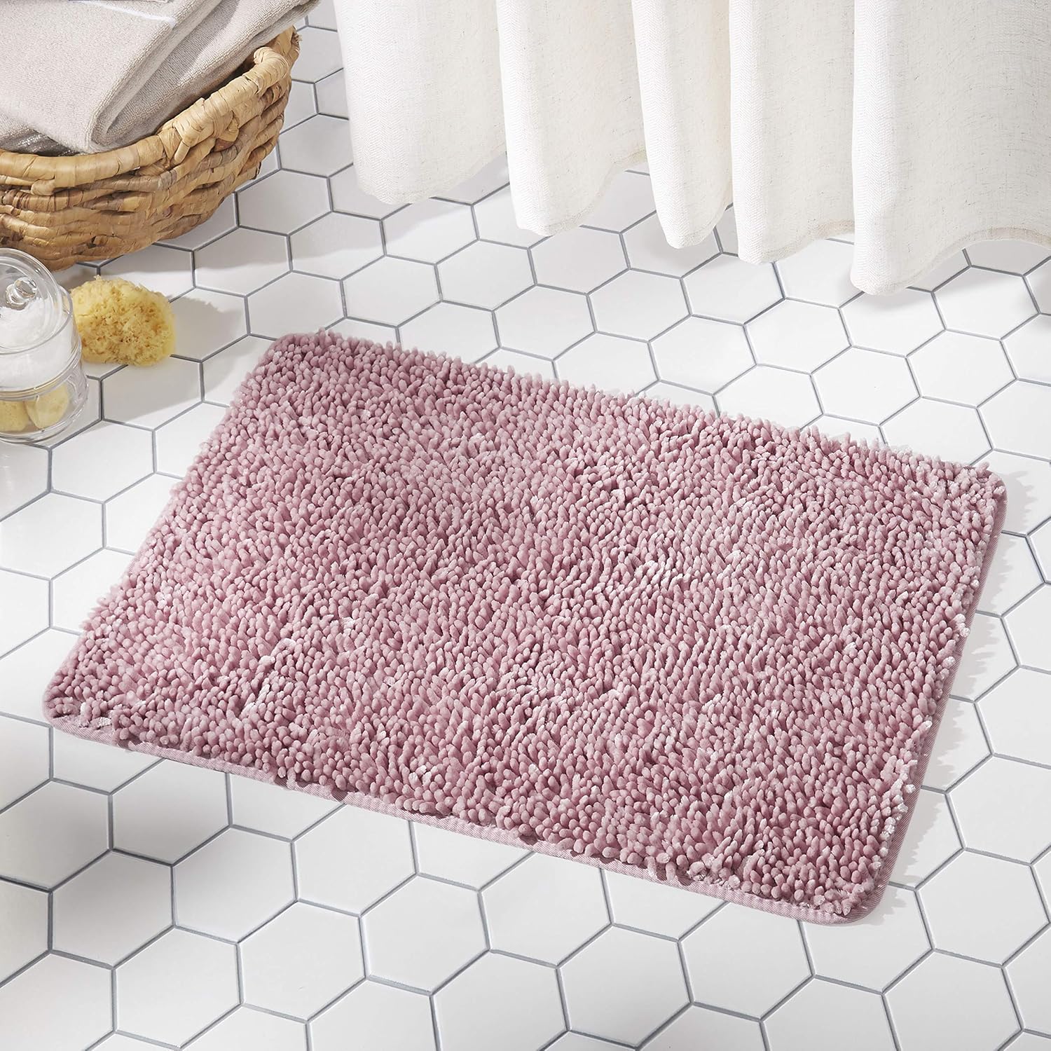 SoHome Spa Step Premium Bathroom Rug, Thick Super Absorbent, Non Slip Extra Soft Bath Rug, Perfect Bath Mat for Bathroom, 26" x 44" Bath Mat Blush