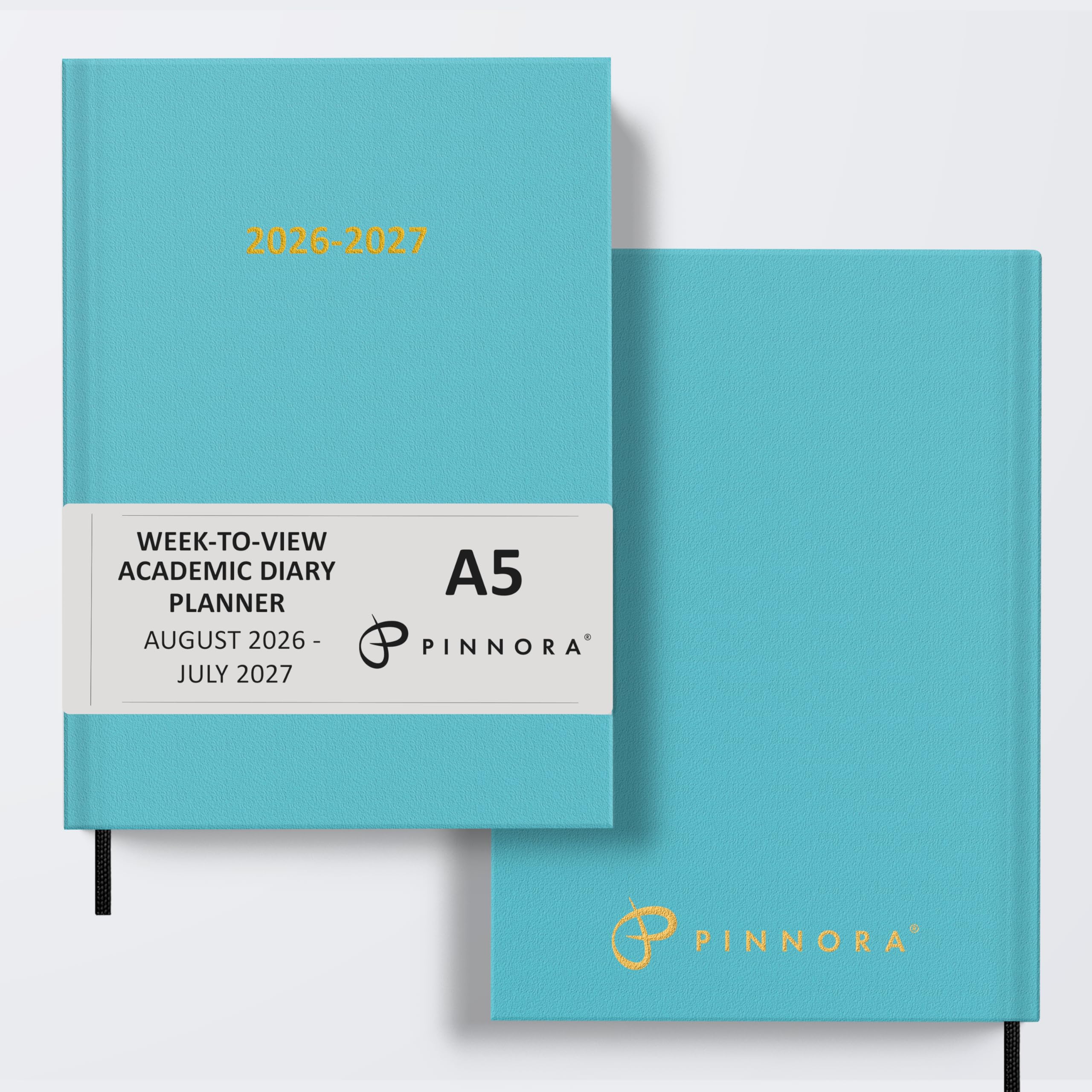 Pinnora A5 Sky Blue Academic Diary 2026-2027 Week to View, Hard Cover, August - July Dated Academic Planner, Ideal Student & Teacher Planner 2026-27, University, Revision, Study, To-Do Lists