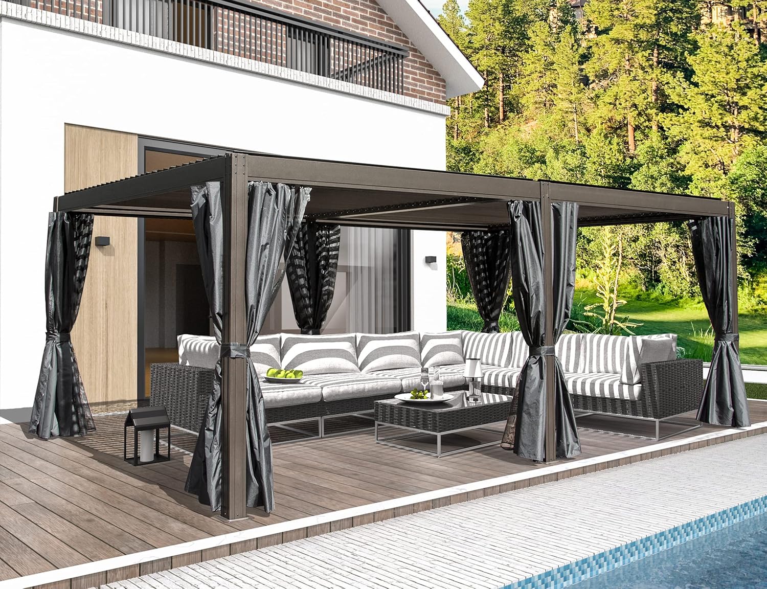 Domi Louvered Pergola 12' × 20', Outdoor Aluminium Pergola