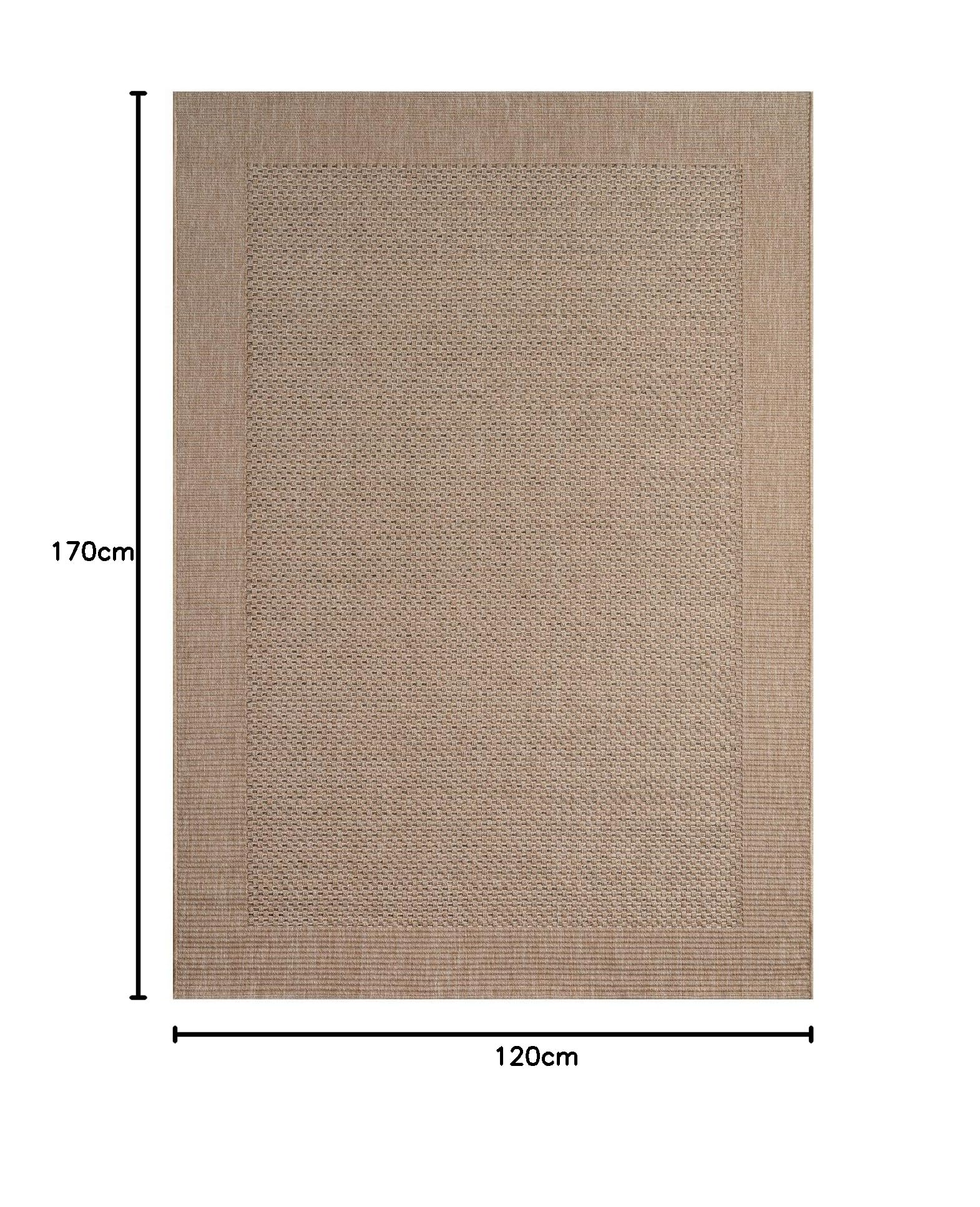 TT Home Alfombra Interior Exterior Tejido Laminado Balcón Terraza Ribete Negro, Tamaño:120x170 cm