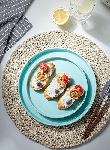 Miniatura 5 de Onniyor Juego de platos llanos de porcelana, platos redondos para ensalada de postre, platos para servir de 10 pulgadas, platos planos resistentes a