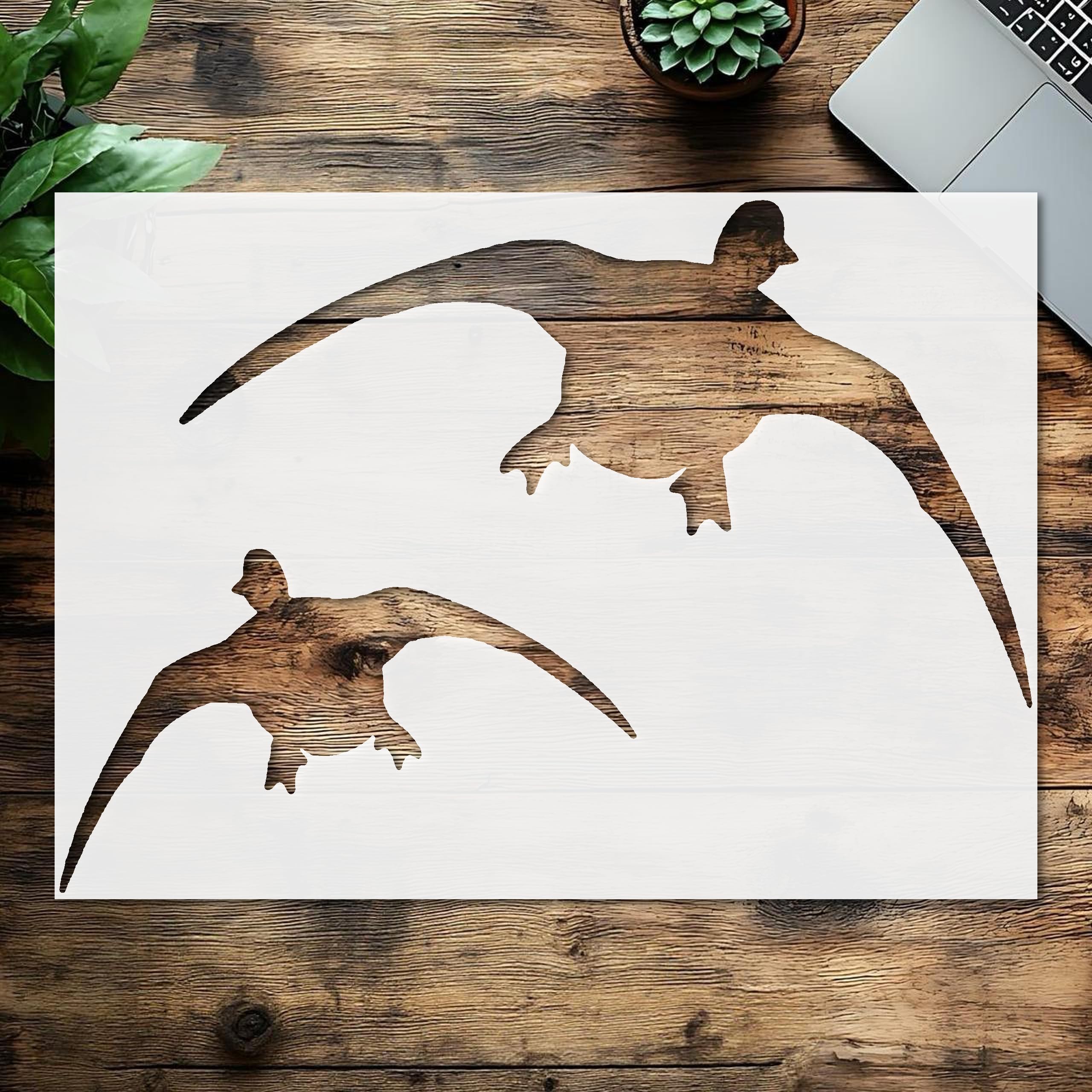 Reusable Sturdy Stencil Ducks Flying Duck Fly 11" x 8.5" Cut Stencil Sheet (not Paper) Arts and Crafts Material Scrapbooking for Airbrush Painting Drawing