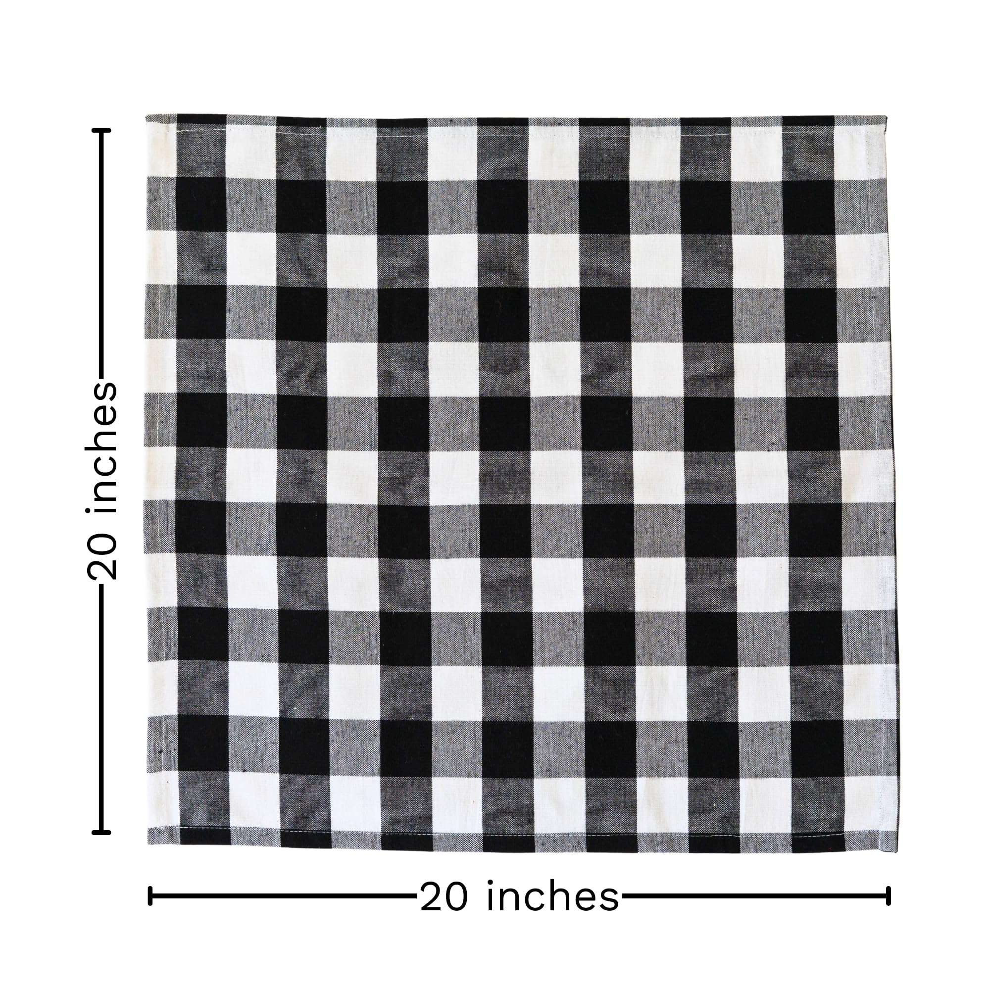 Schwarze Stoffservietten, 100 % Baumwolle, 50,8 x 50,8 cm, wiederverwendbare und waschbare Baumwollservietten mit Gehrungsecken, Küchendekorationen und Party-Dekorationen (Schwarz und Weiß), 12 Stück