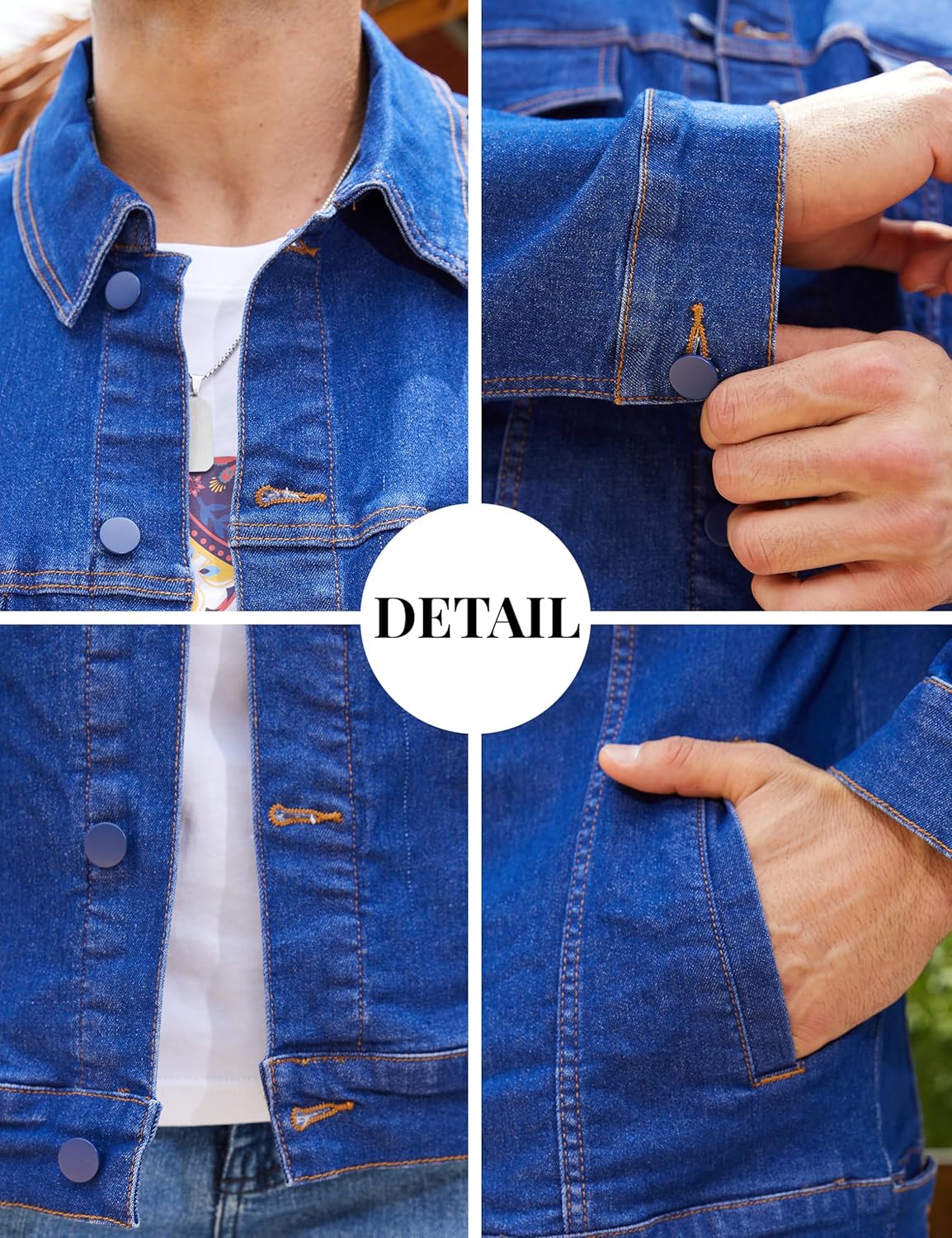 Bindefon Denim Jackets for Men Trucker Jean Jacket Unlined Coats Spring Fall Outfits - Image 7