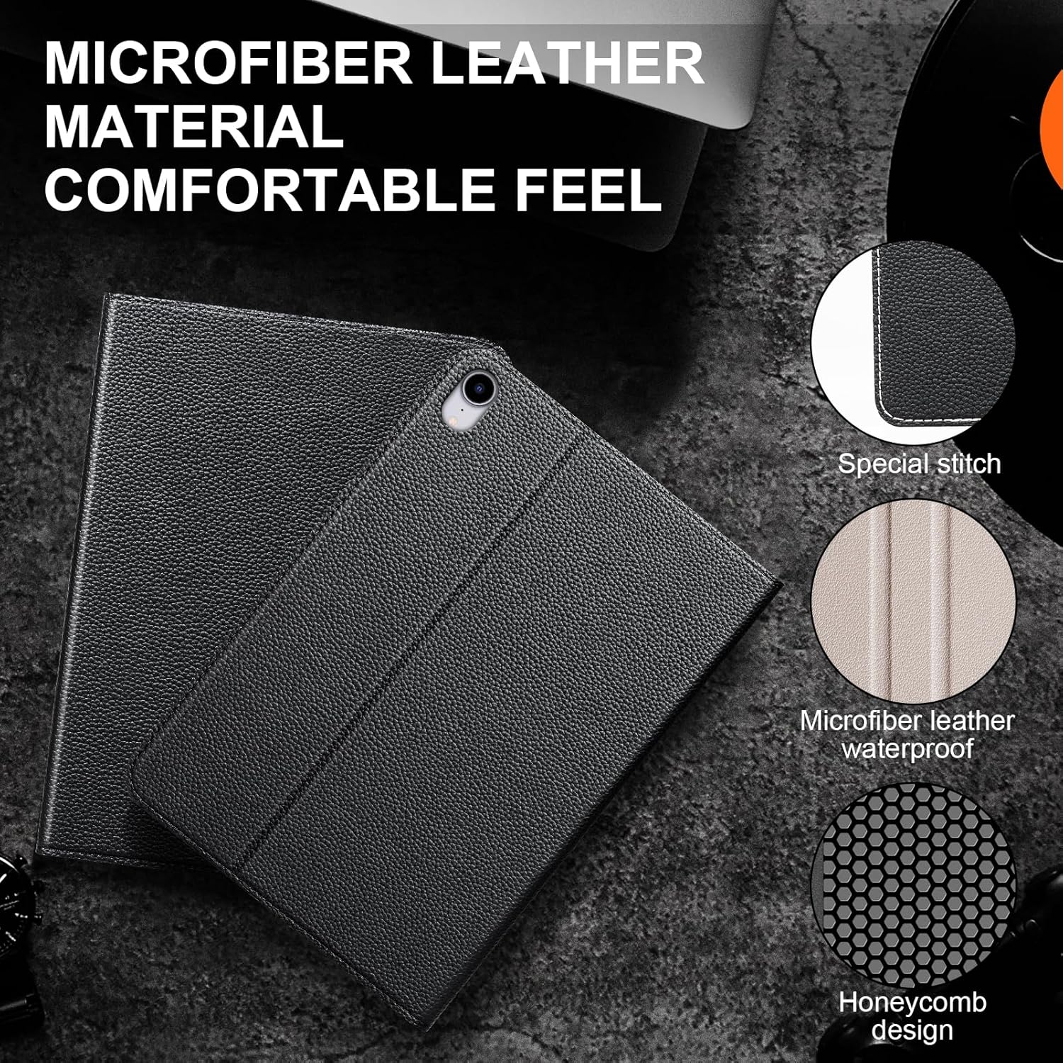 Case for iPad mini 7 (A17 Pro) 2024, iPad mini 6th Generation 2021, Leather Protective Shockproof Smart Cover Adjustable Stand - Auto Wake/Sleep and Multiple View Angles, Black