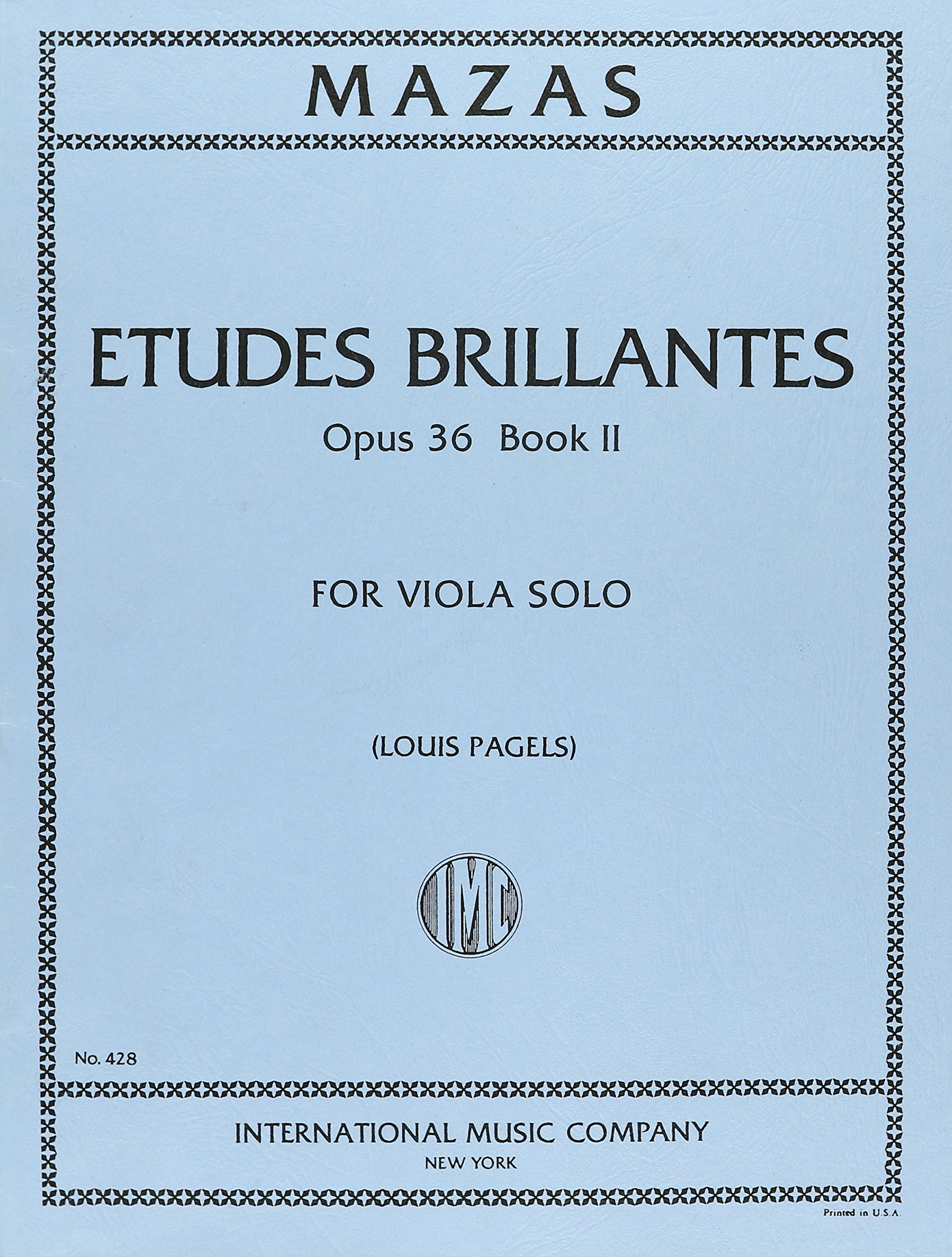 Mazas Jacques Fereol Etudes Brillantes, Op. 36, Book 2 - Viola solo - by Louis Pagels International