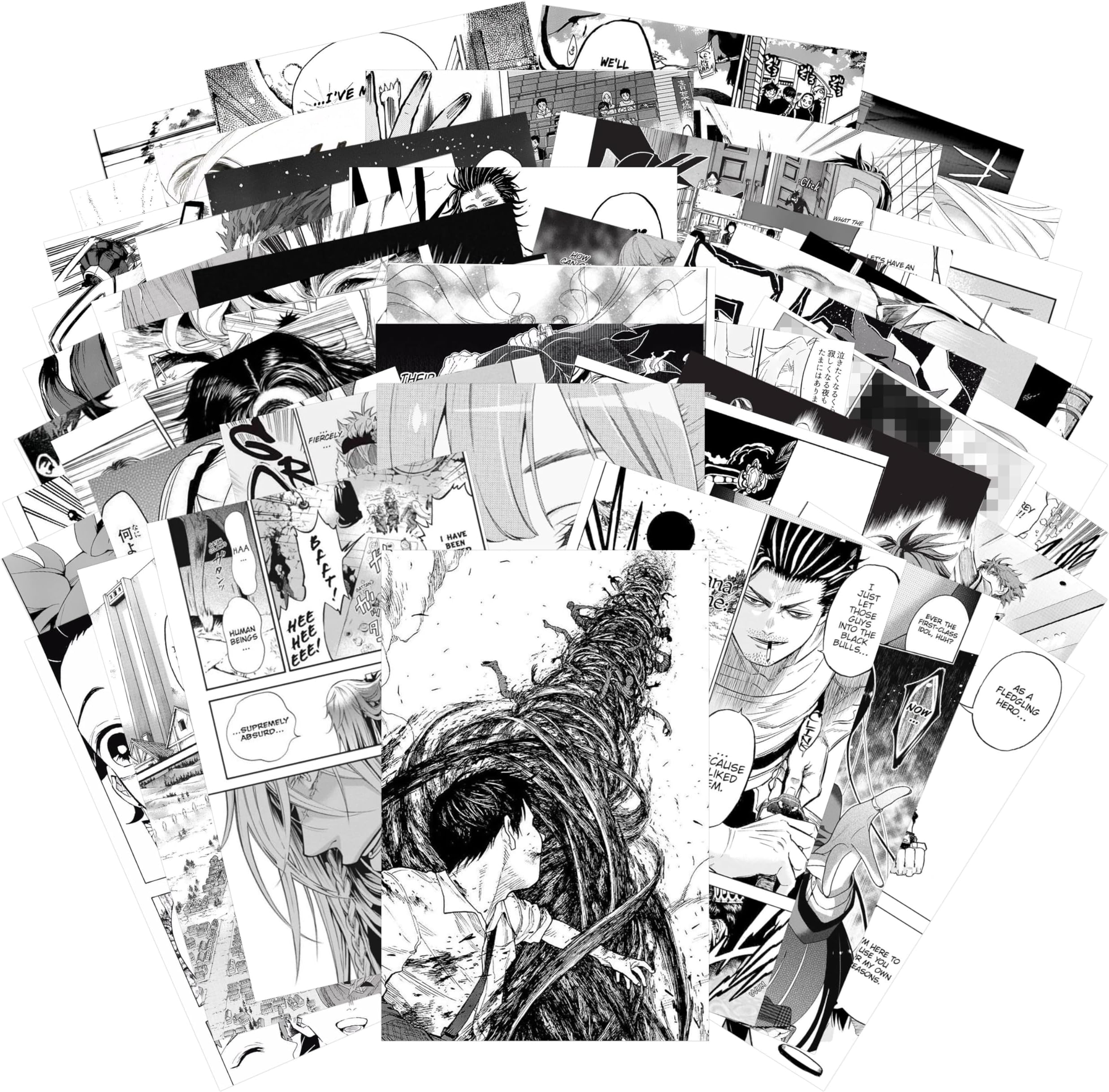 Adval9Vram 50Pcs Anime Aesthetic Pictures for Wall Collage Anime Manga Panels Indie Wall Art Poster Black and White Aesthetic Photo Prints Wall Dorm Decor VSCO Postcards for Teens Boys Girls