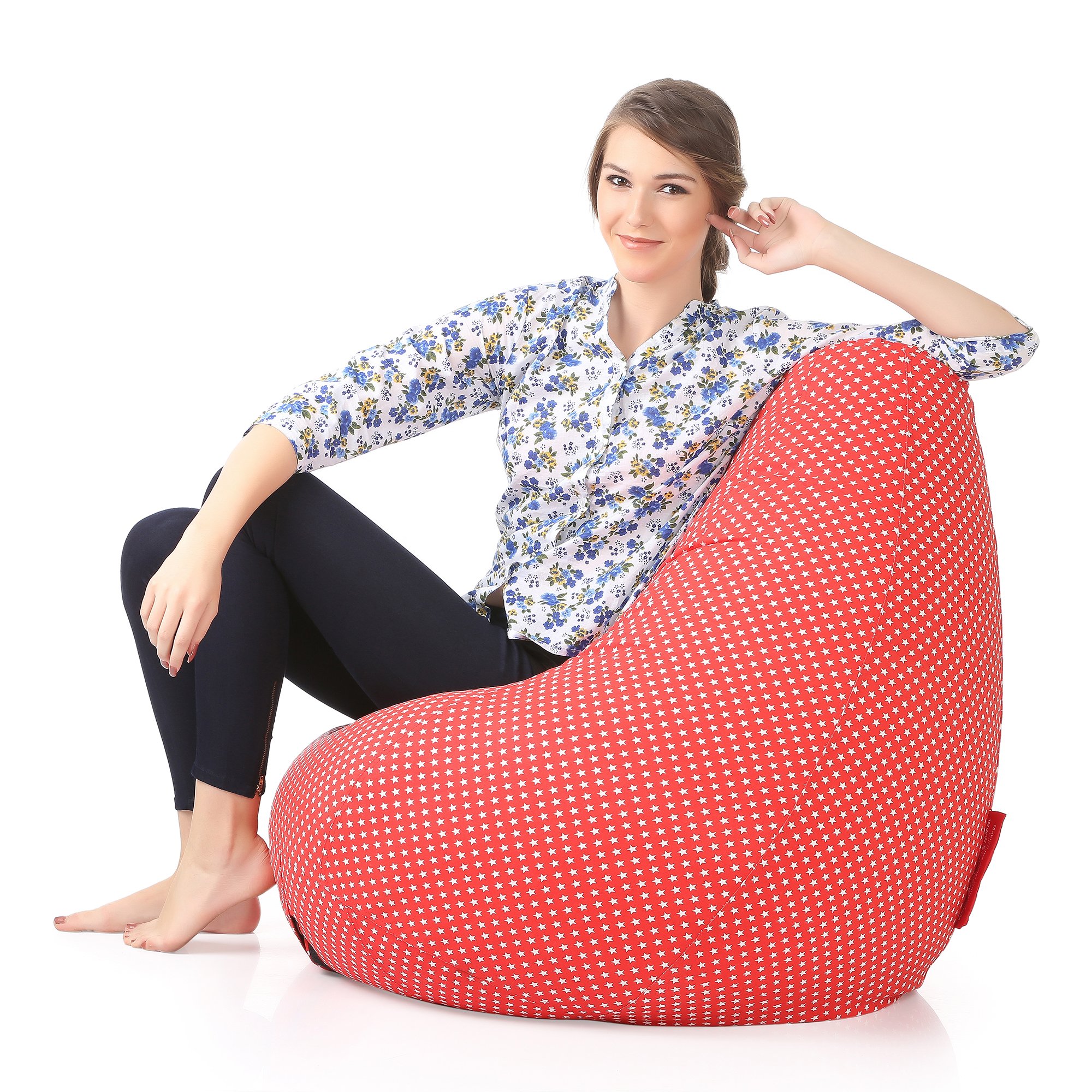 Style Homez Classic Cotton Canvas Star Printed Bean Bag XXXL Size Cover Only 3