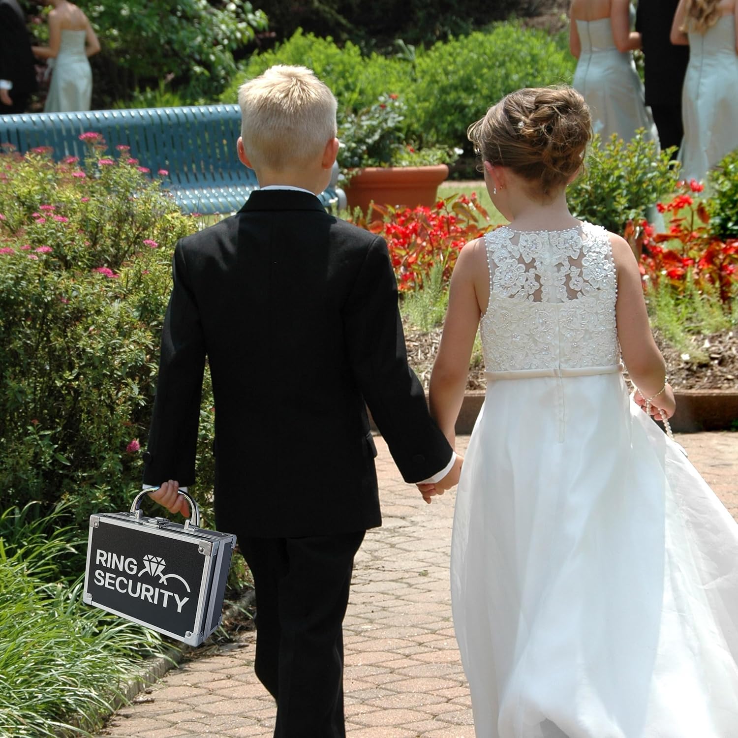 Wedding Ring Bearer Box for Young Boys, Portable Buckle Closured Security Briefcase with Padded Pillow Lining, Ring Bearer Gifts for Ceremony Proposal 7.9 x 5.5 x 3.5 inch