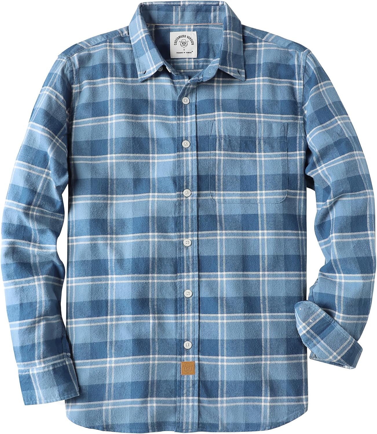 Dubinik® 6 oz Flannel Shirt for Men Plaid Mens Button Down Long Sleeve Shirts Cotton Casual