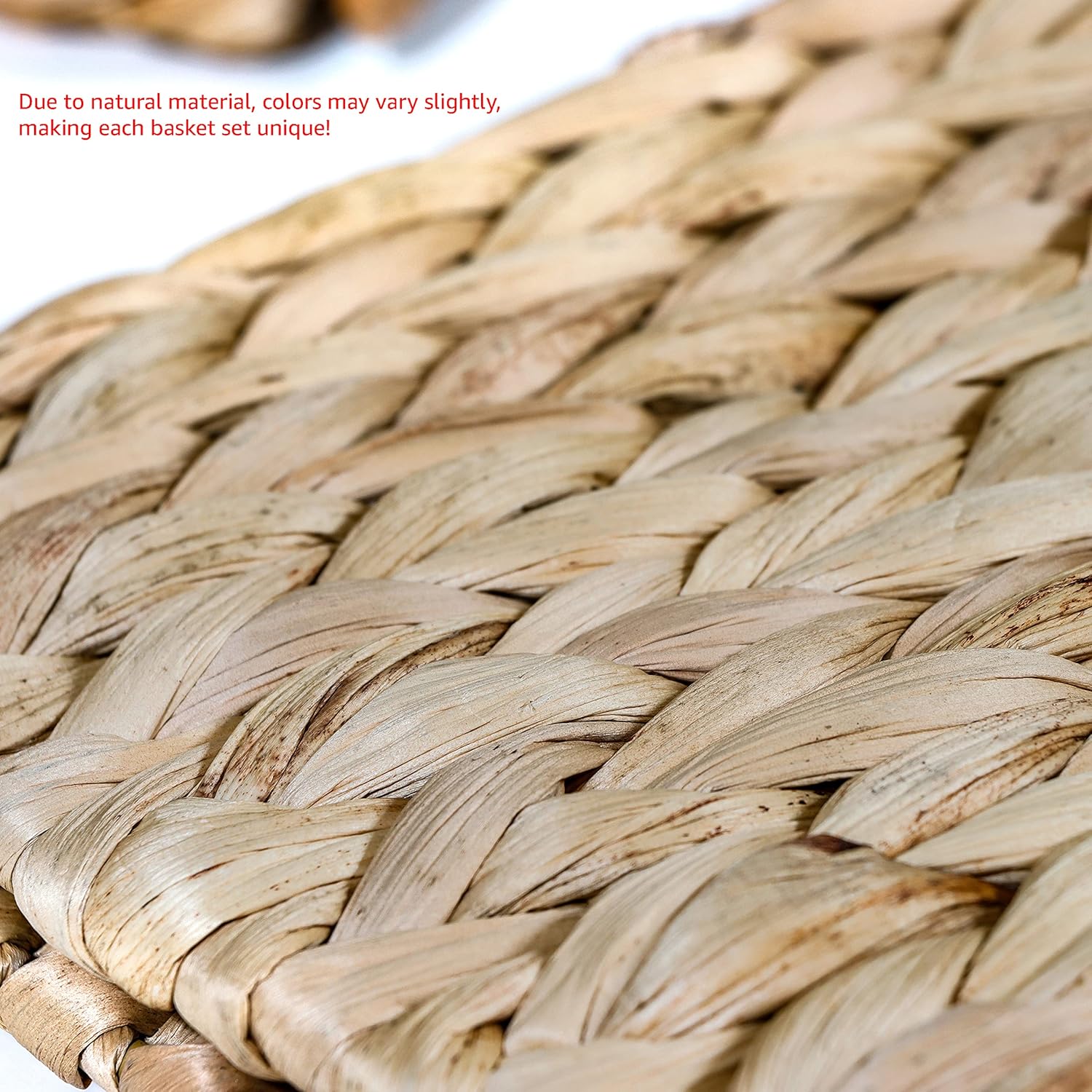 Trademark Innovations Foldable Hyacinth Storage Basket with Iron Wire Frame (Set of 4)