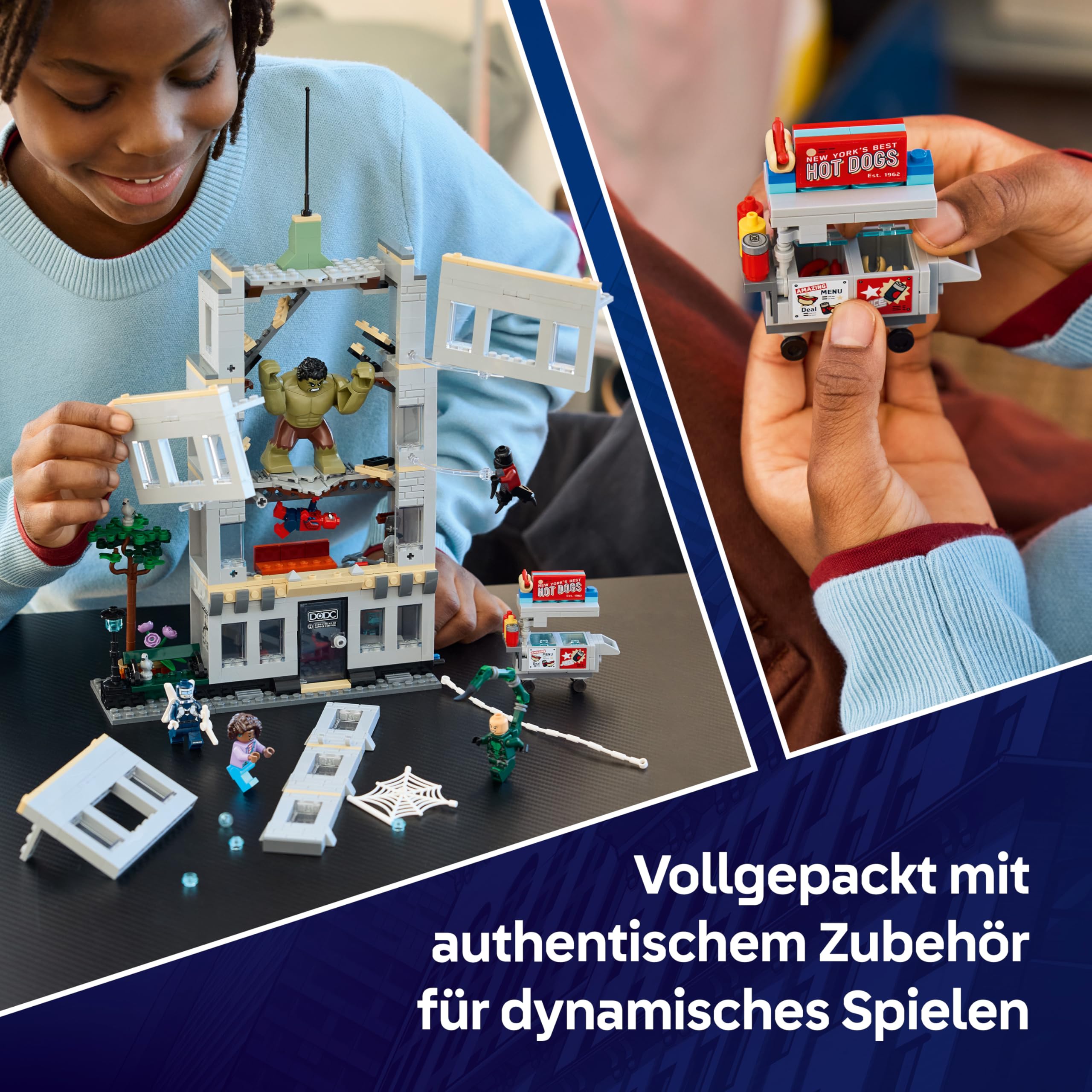 LEGO | Marvel Großer Showdown: Spider-Man vs. Hulk - Interaktives Spielzeug mit 4-stöckigem Bürogebäude, Actionfigur und 5 Minifiguren inkl. Scorpion - Geschenk für Jungen ab 8 Jahren und Fans - 76350