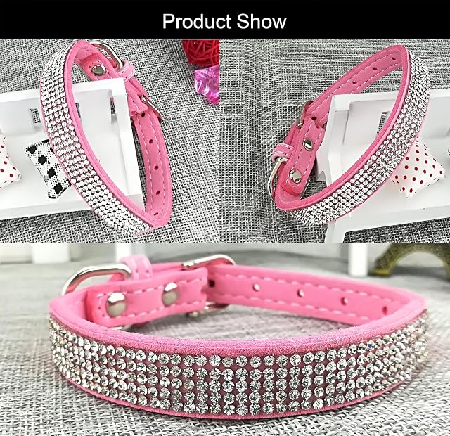 Foto 4 de 6 de Newtensina Collar de Perro Mode con Diamante y Correa Bling Cuello de Cachorros con Correa para Perros…