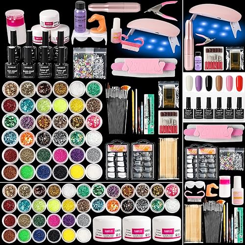 Miniatura 10 de Kit de uñas acrílico profesional con todo kit de 12 polvos acrílicos con purpurina para decoración de uñas herramienta de arte de uñas suministros