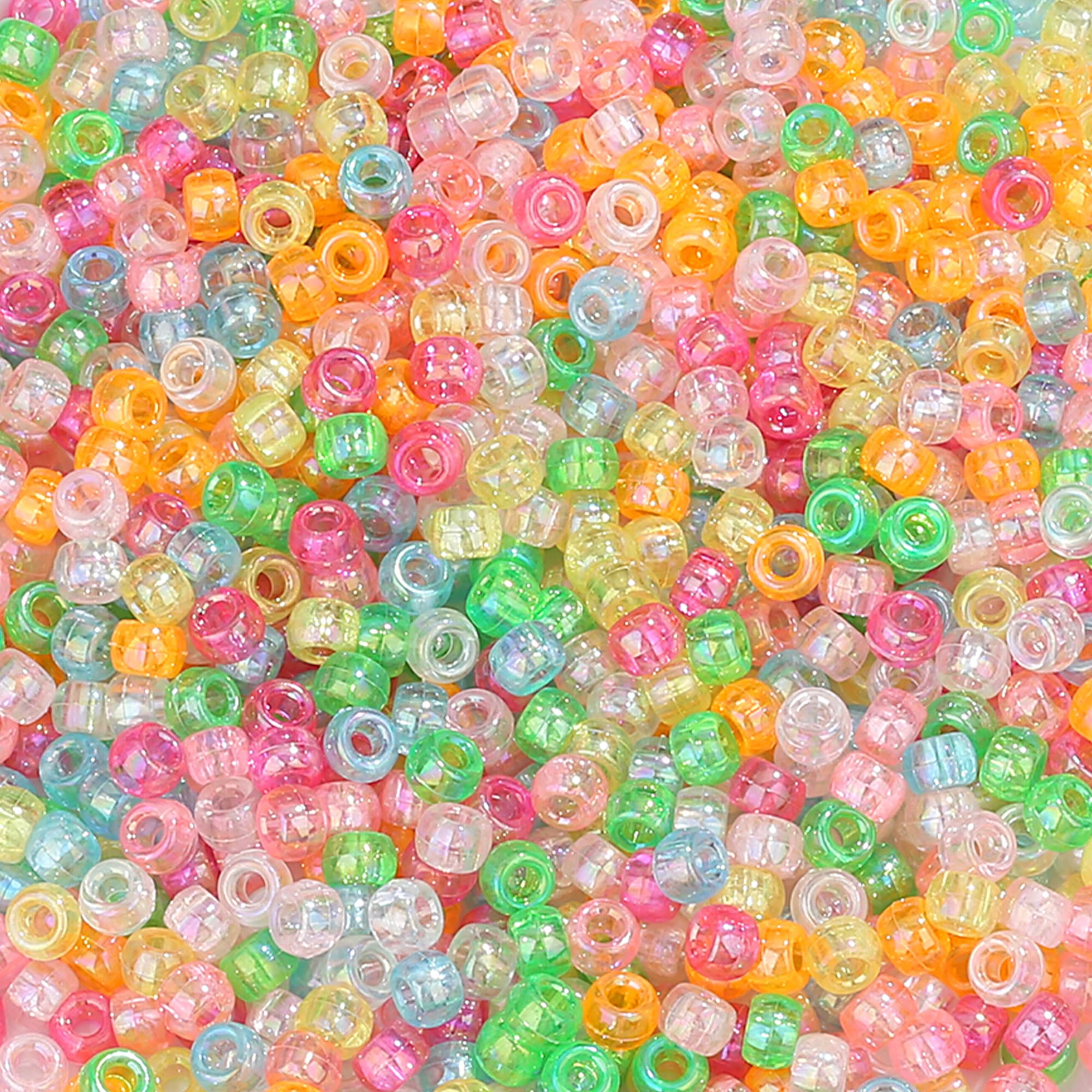 GUJOXILA AB Colours Pony Beads Bulk 1000Pcs Kandi Beads for Bracelet Making Hair Bead for Braids Coloured Mixed Acrylic Pony Bead for Crafting Bracelets Necklaces Jewelry Making 6×9mm