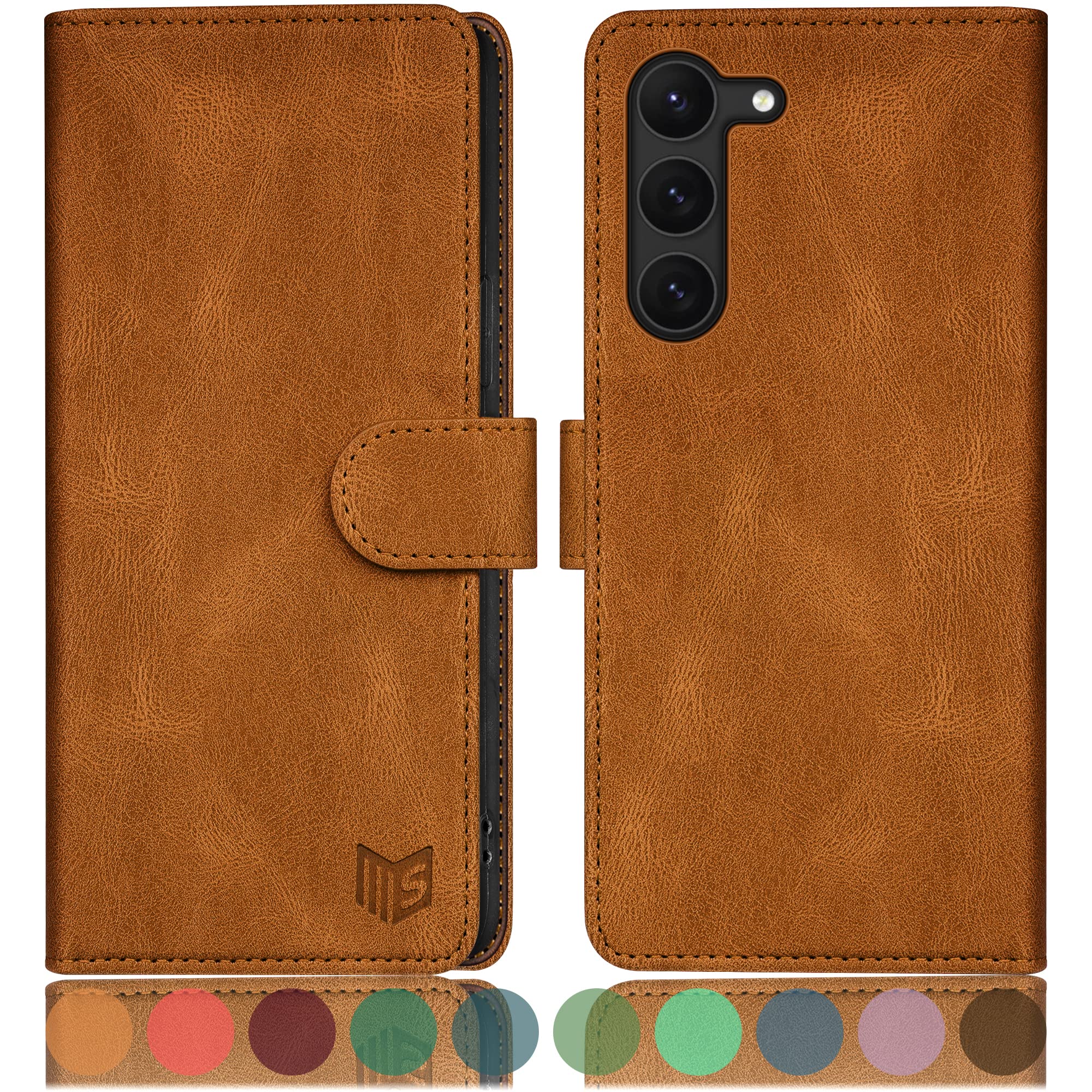 SUANPOT for Samsung Galaxy S23 5G Wallet case with RFID Blocking Credit Card Holder,Flip Book PU Leather Protective Cover Women Men for Samsung S23 Phone case Light Coffee