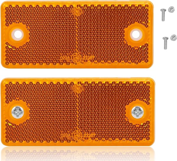 Catarifrangente Rettangolare Avvitare Giallo, Riflettore Rettangolari Fissaggio a Vite per Rimorchio Auto RV Caravan Omologato E9,90x40x8mm (Giallo-Rettangolari-Avvitare-2Pezzi) - 1