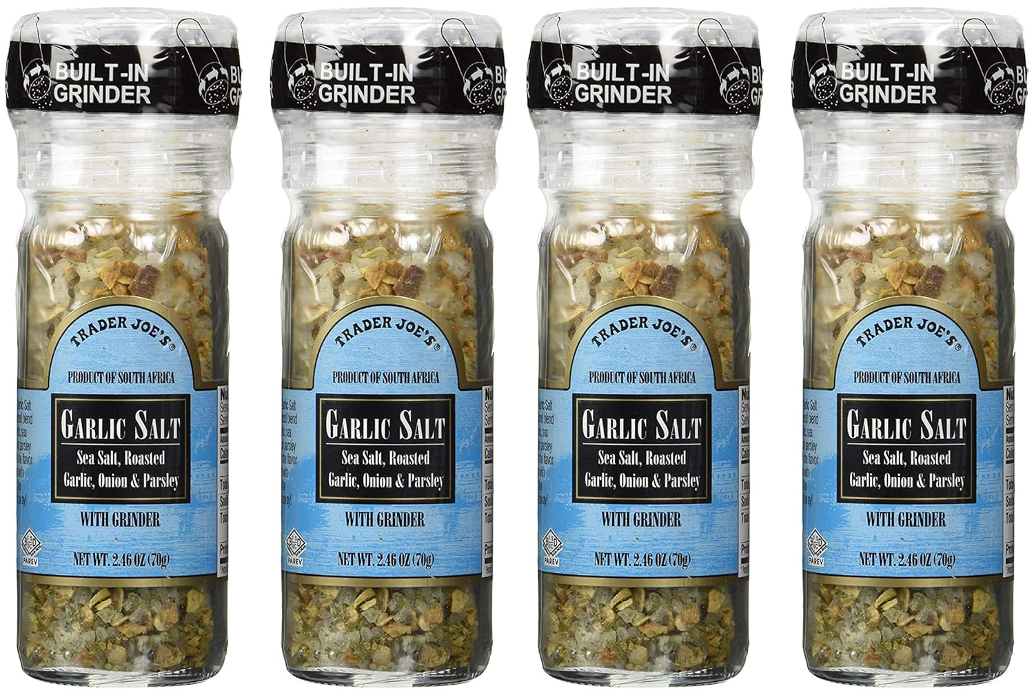 Trader Joe's Garlic Salt with Grinder 2.46 Oz, (4-Pack)
