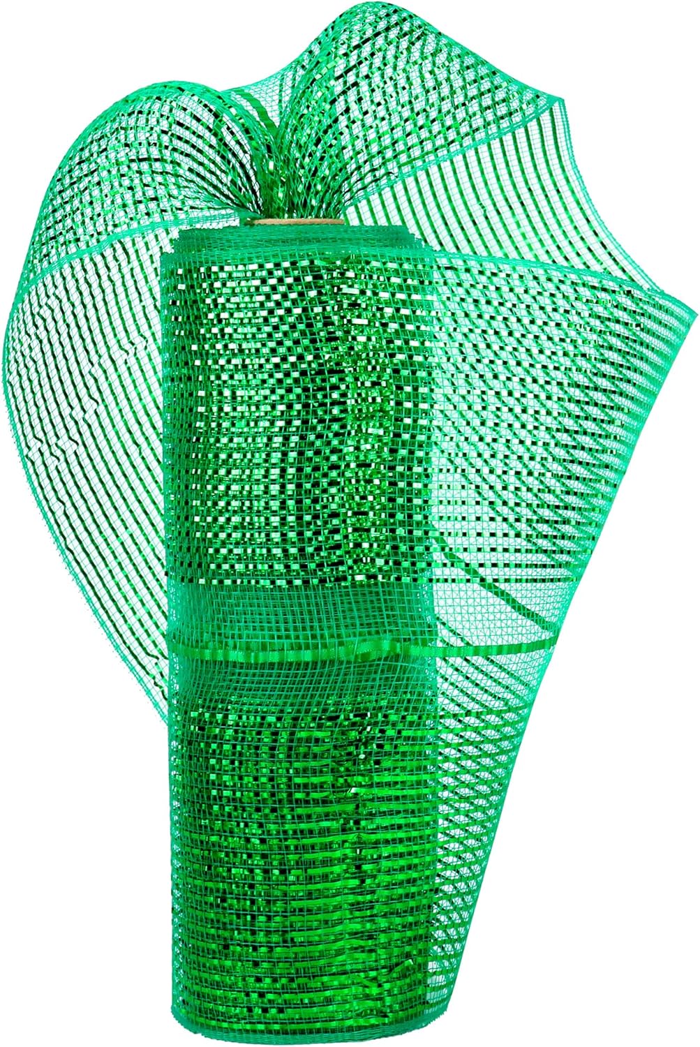 HUIHUANG Emerald Green Deco Mesh 10 inch, Green Pull Poly Mesh for Wreaths, Christmas Tree, Swags, Garland, Bows Crafts, Home Decor-10 Yards Green-Middle Rope