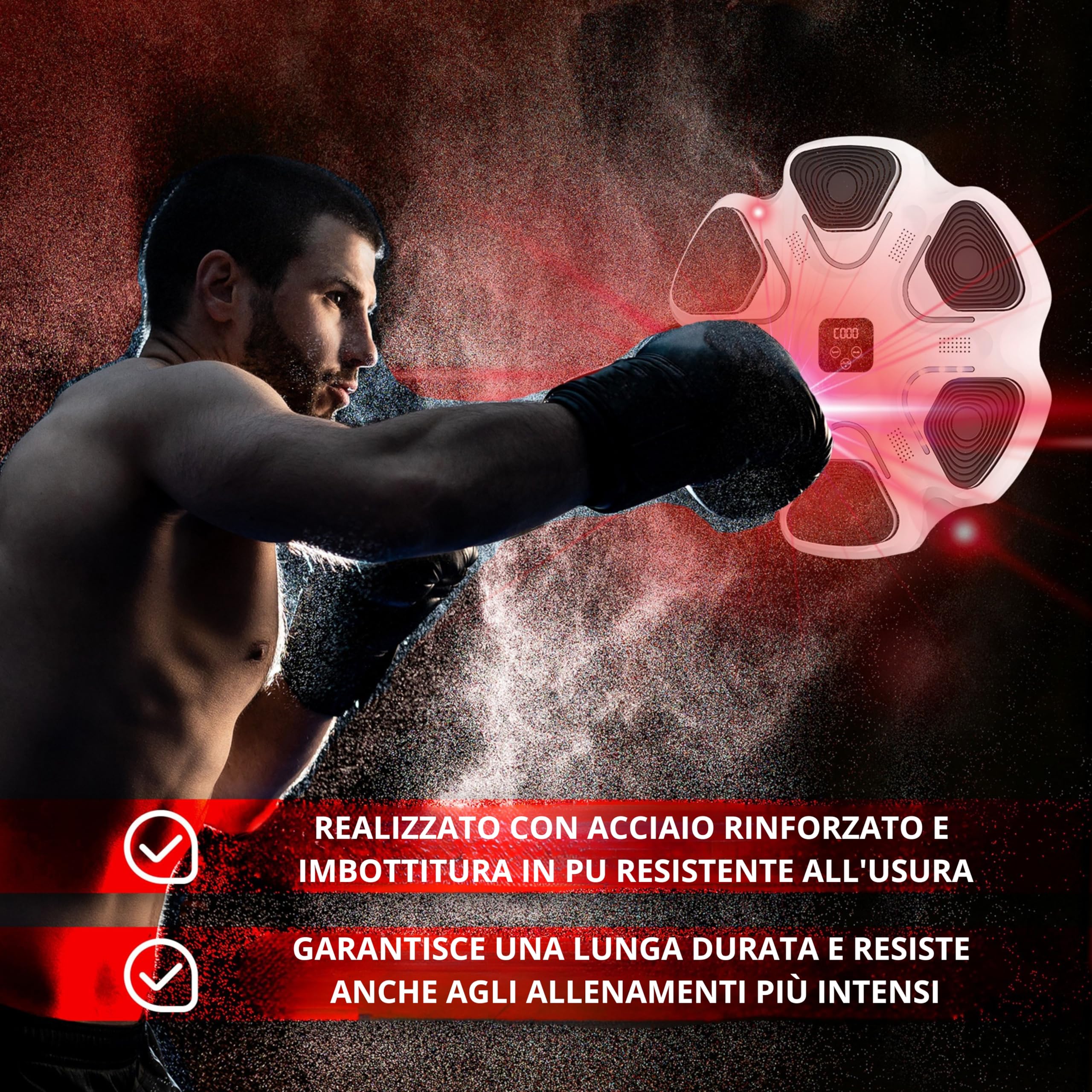 Arcanix - Macchina da Boxe Musicale da Parete | Music Boxing Machine con Bluetooth, Luci LED e 9 Velocità | Guantoni Inclusi | Allenamento Cardio, Riflessi e Coordinazione per Adulti e Bambini