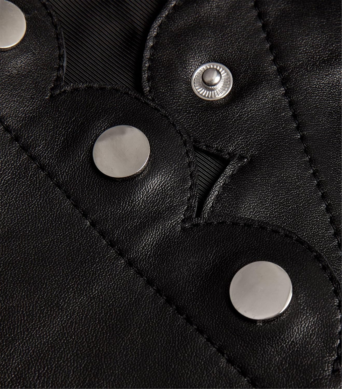 Black Women's Designer Leather Jacket - 100% Real Lambskin, Front,Snap Button and Long Sleeves, Two Pocket - Image 5