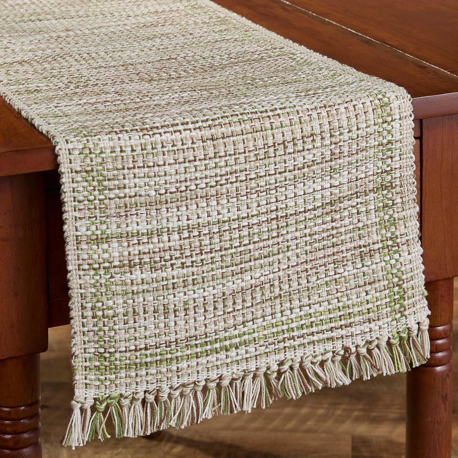 Park Designs Elderberry Basketweave Table Runner 13" x 54" | Autumn Textured Cotton Woven Runner with Tassel Fringe | Rustic Farmhouse or Country Dining Accent | Reusable Fall Tabletop Cover