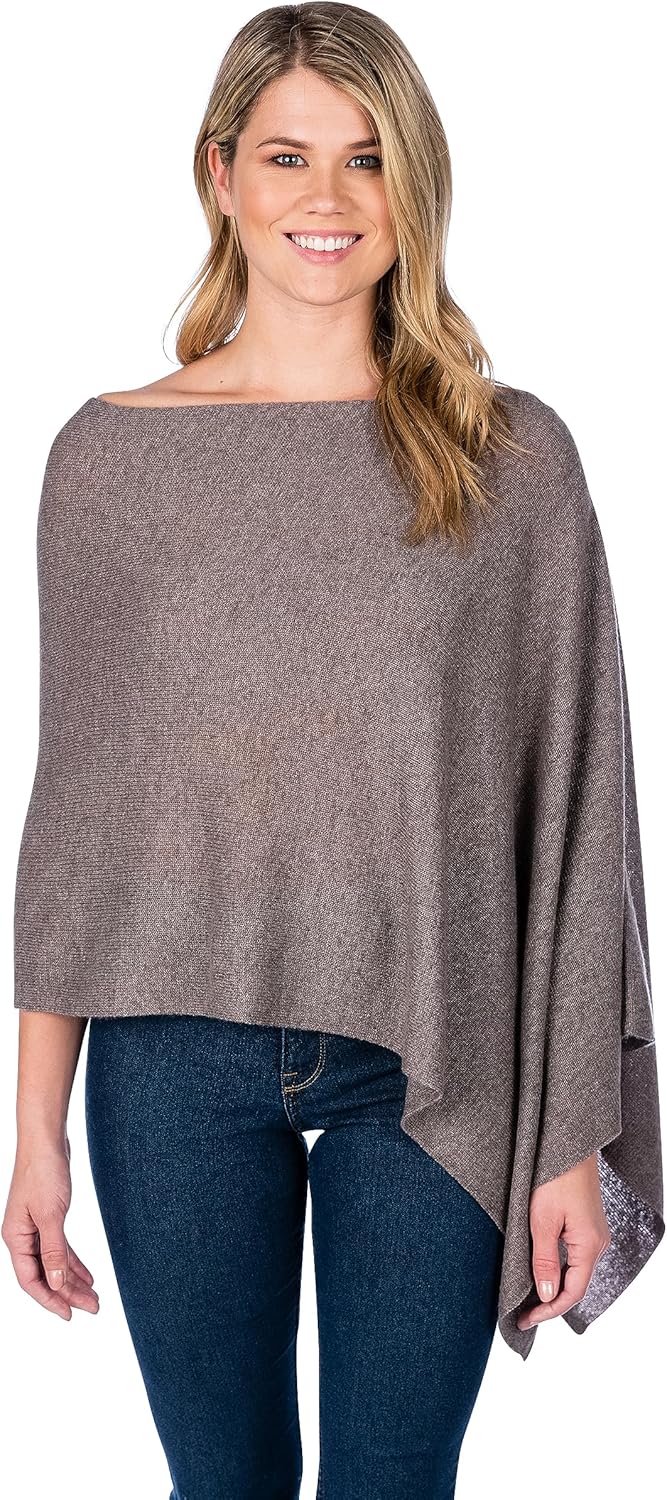 Alashan Womens Claudia Nichole 100% Cashmere Dress Topper Poncho - Cashmere Poncho - Image 2