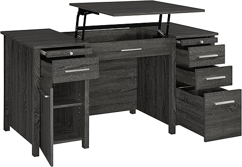 Miniatura 4 de Coaster Dylan - Escritorio contemporáneo de madera para oficina en casa, 4 cajones, color gris desgastado