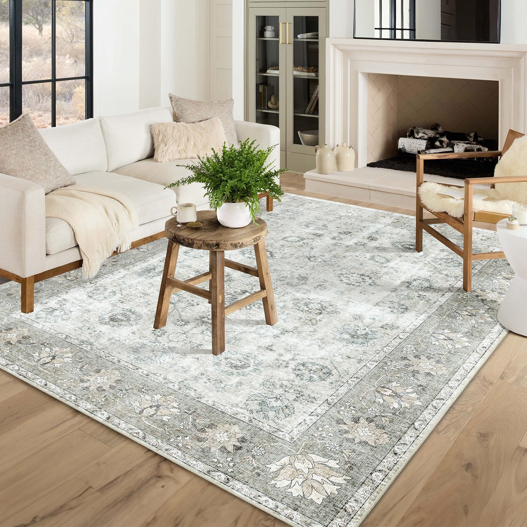 Gray Throw Rug COLORPAPA Boho Area Rug 3x5, Washable Rug for Living Room Bedroom ...