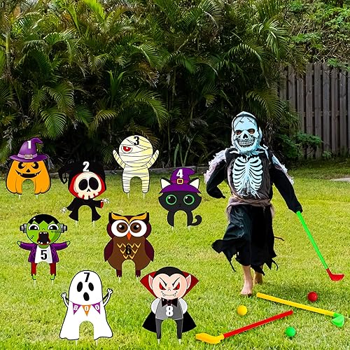 Miniatura 5 de Vicenpal Juego de 8 piezas de juegos de golf de Halloween fiesta de Halloween mini juguete de golf decoración de Halloween para interiores y