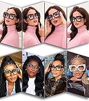 Vista 2 de AIEYEZO Oversized Square Blue Light Glasses for Women Cute Big Frame Glasses Fashion Clear Multi-Color Computer Eyewear