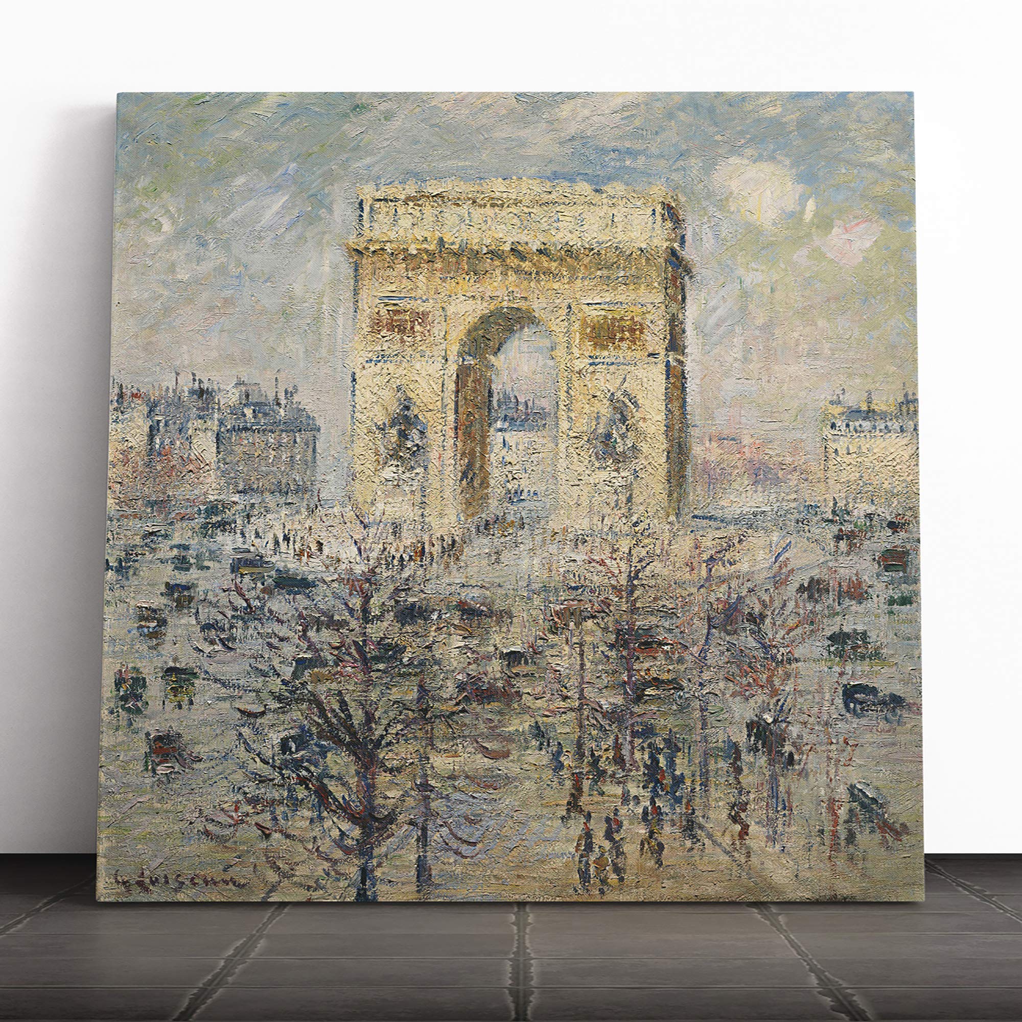 Big Box Art Canvas Print Wall Art Gustave Loiseau The Place De L'Etoile (1) | Mounted & Stretched Box Frame Picture | Home Decor for Kitchen, Living Room, Bedroom, Hallway, Muli-Colour, 14x14 Inch