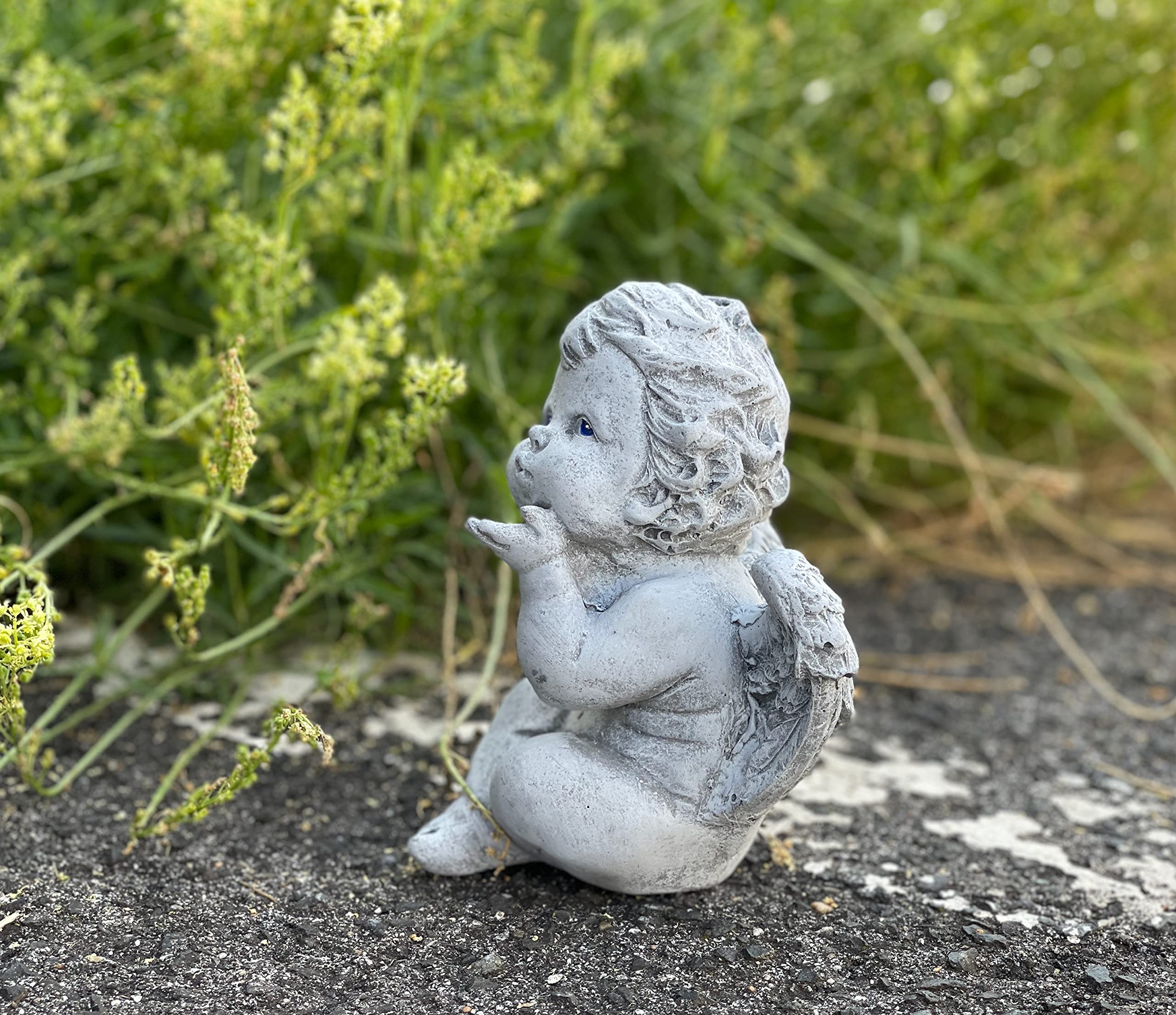 Stone and Style Figurine petit ange en pierre coulée résistante au gel