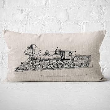 train pillow, train decor 12x20 Pillow Covers , train pillow cushion, Train Themed Room Decor, gifts for train lovers,train gifts for men, train decor Linen Cushion Cover for Sofa Couch Bed